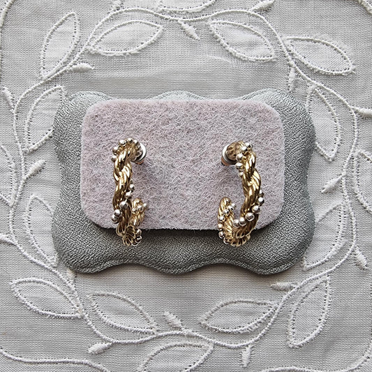 Posts - Small Gold Beaded Twist Hoop Earrings