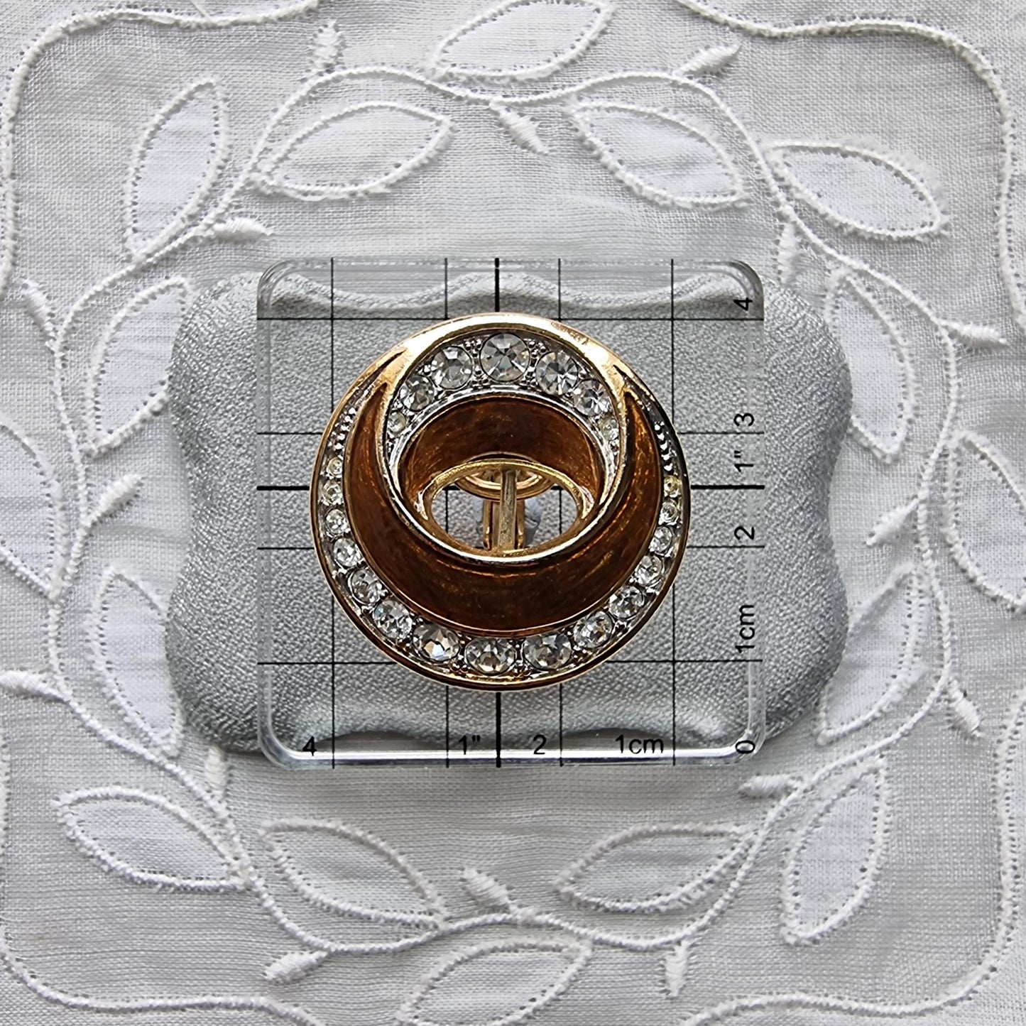 Clip on - Bergdorf Goodman Brown Enamel and Crystals Round Clip On Earrings