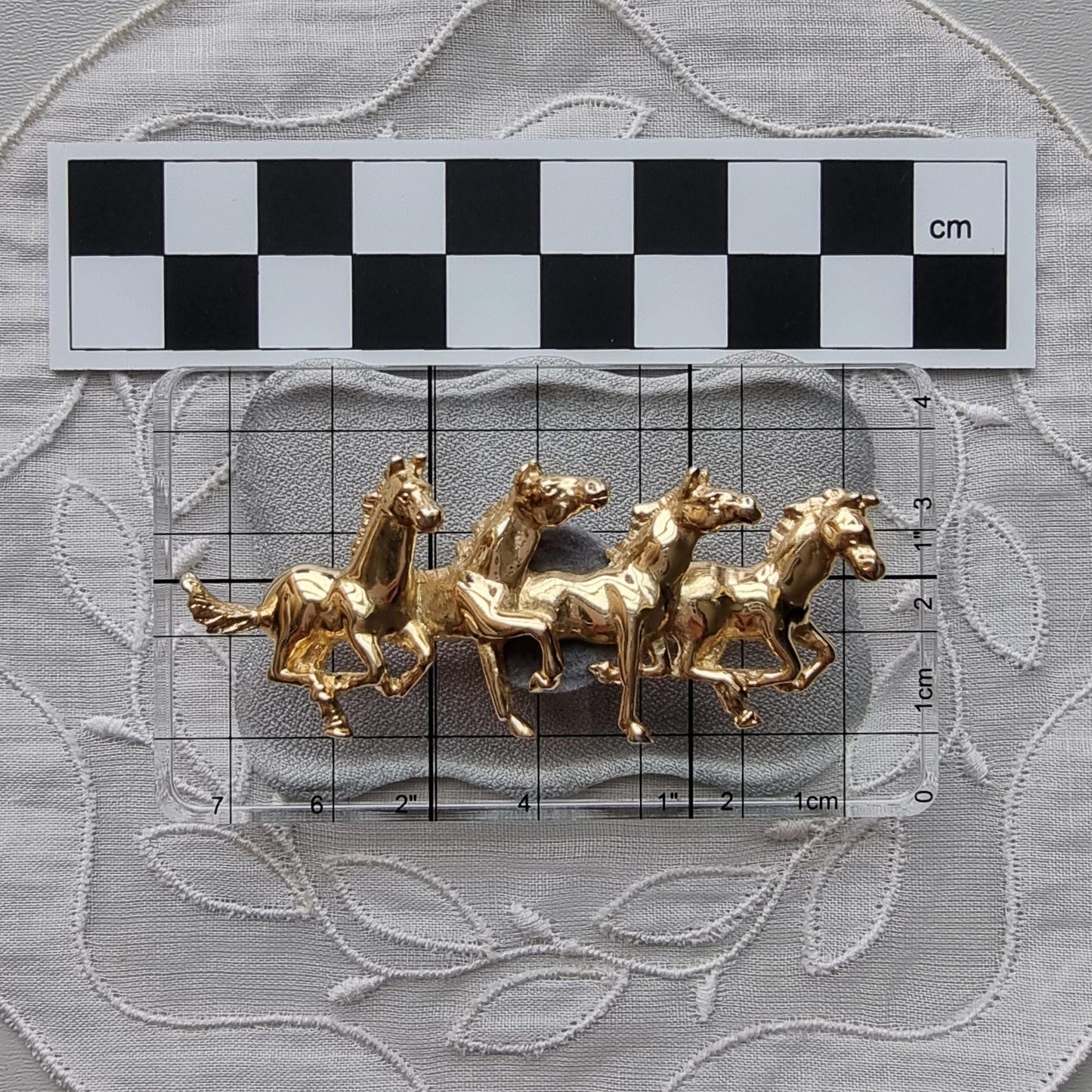 Brooch - Gold Four Horses Brooch