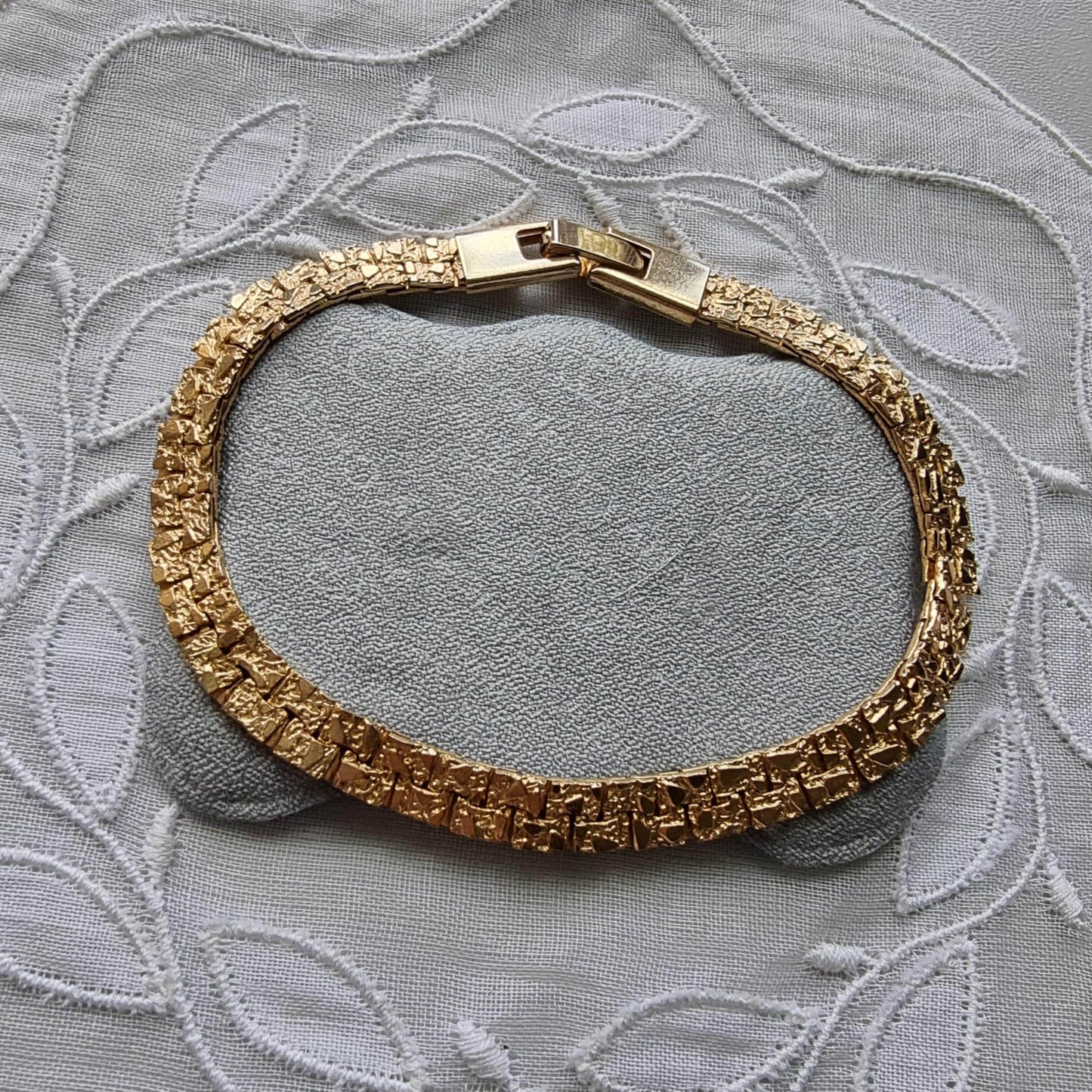 Bracelet - Gold Textured Flat Chain Bracelet