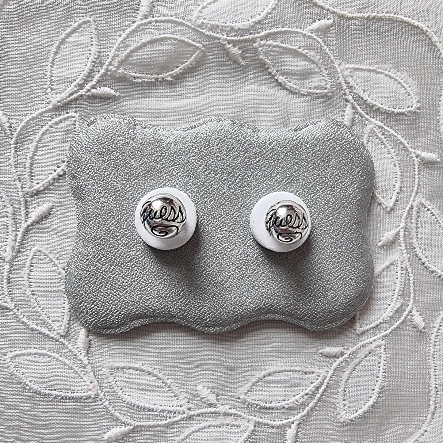 Posts - Guess Logo Silver Ball Stud Earrings