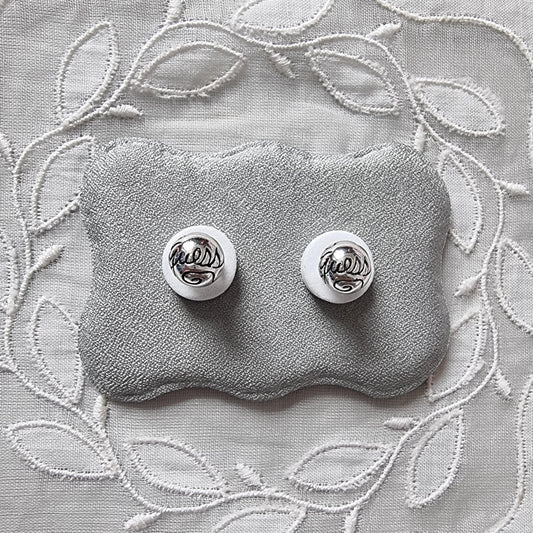 Posts - Guess Logo Silver Ball Stud Earrings