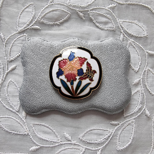 Brooch - Enamel Flower with Butterfly Brooch