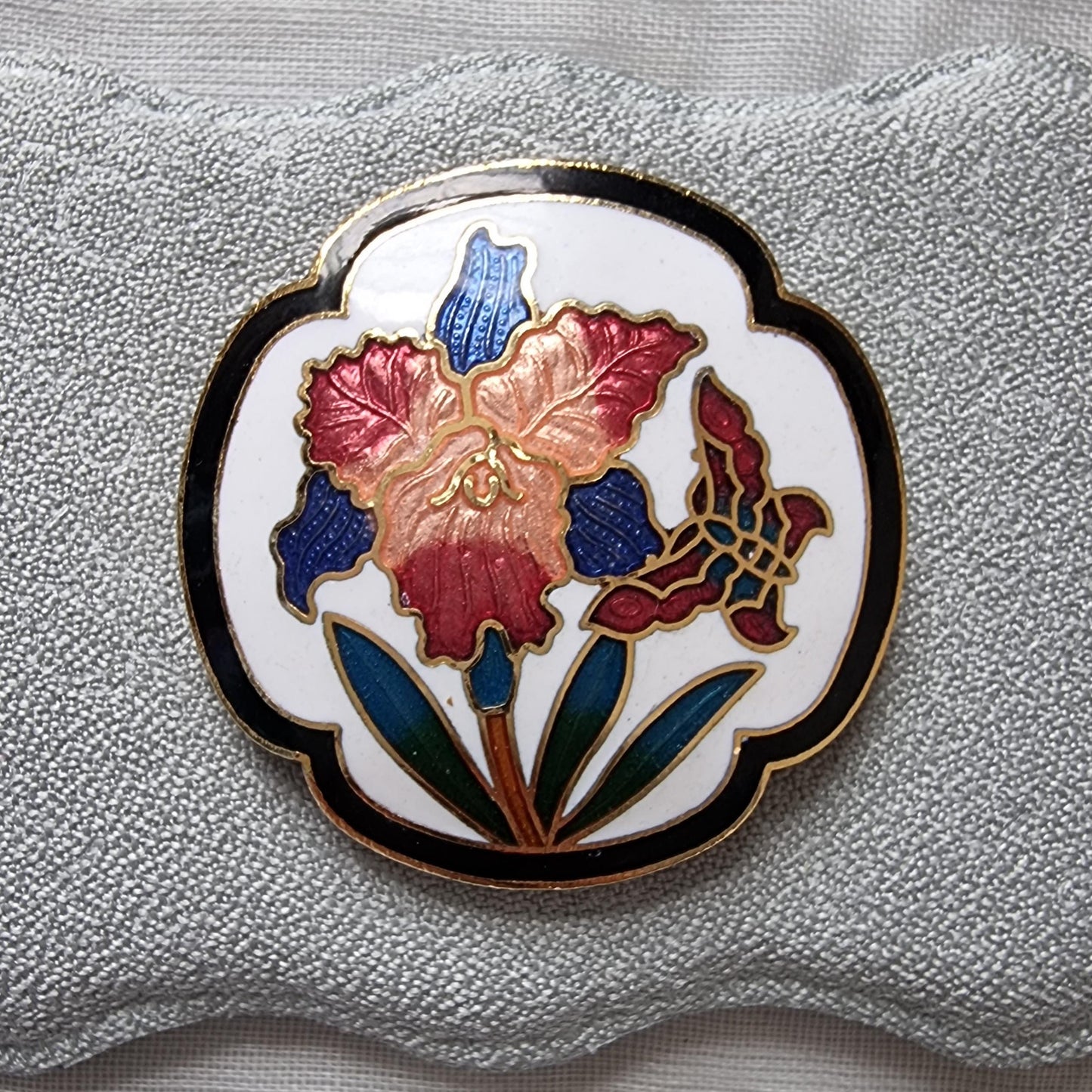Brooch - Enamel Flower with Butterfly Brooch