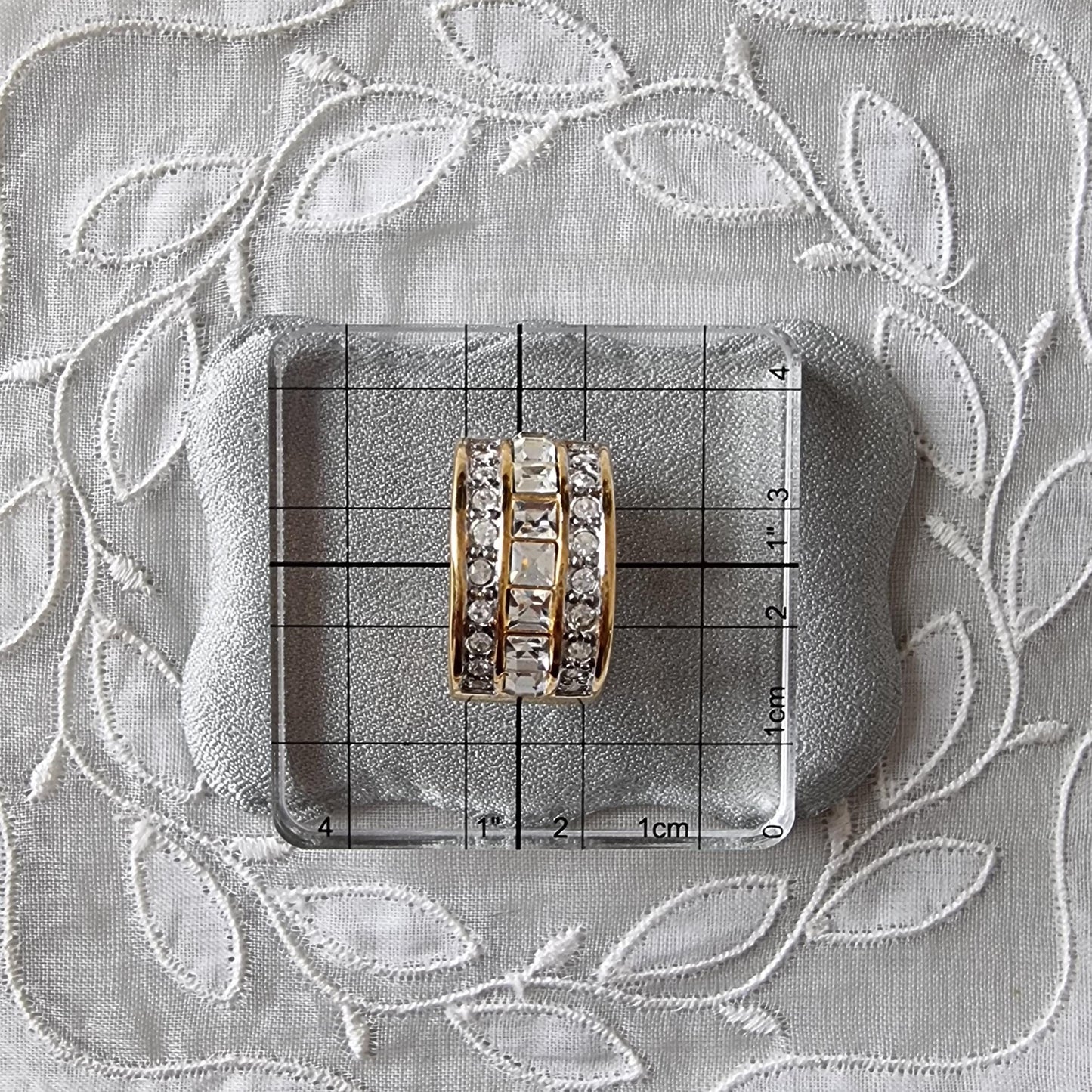 Clip on - Gold and Clear Crystals Half Hoop Clip On Earrings