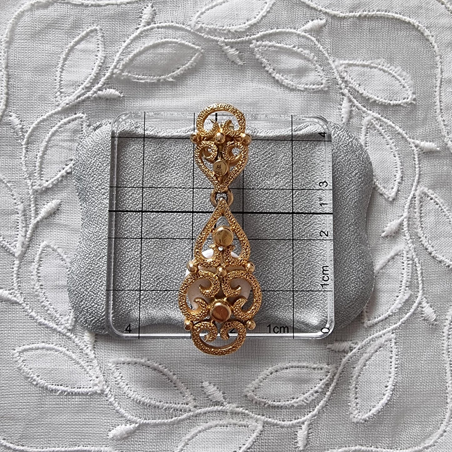 Clip on - Trifari Gold Filigree Drop Clip on Earrings