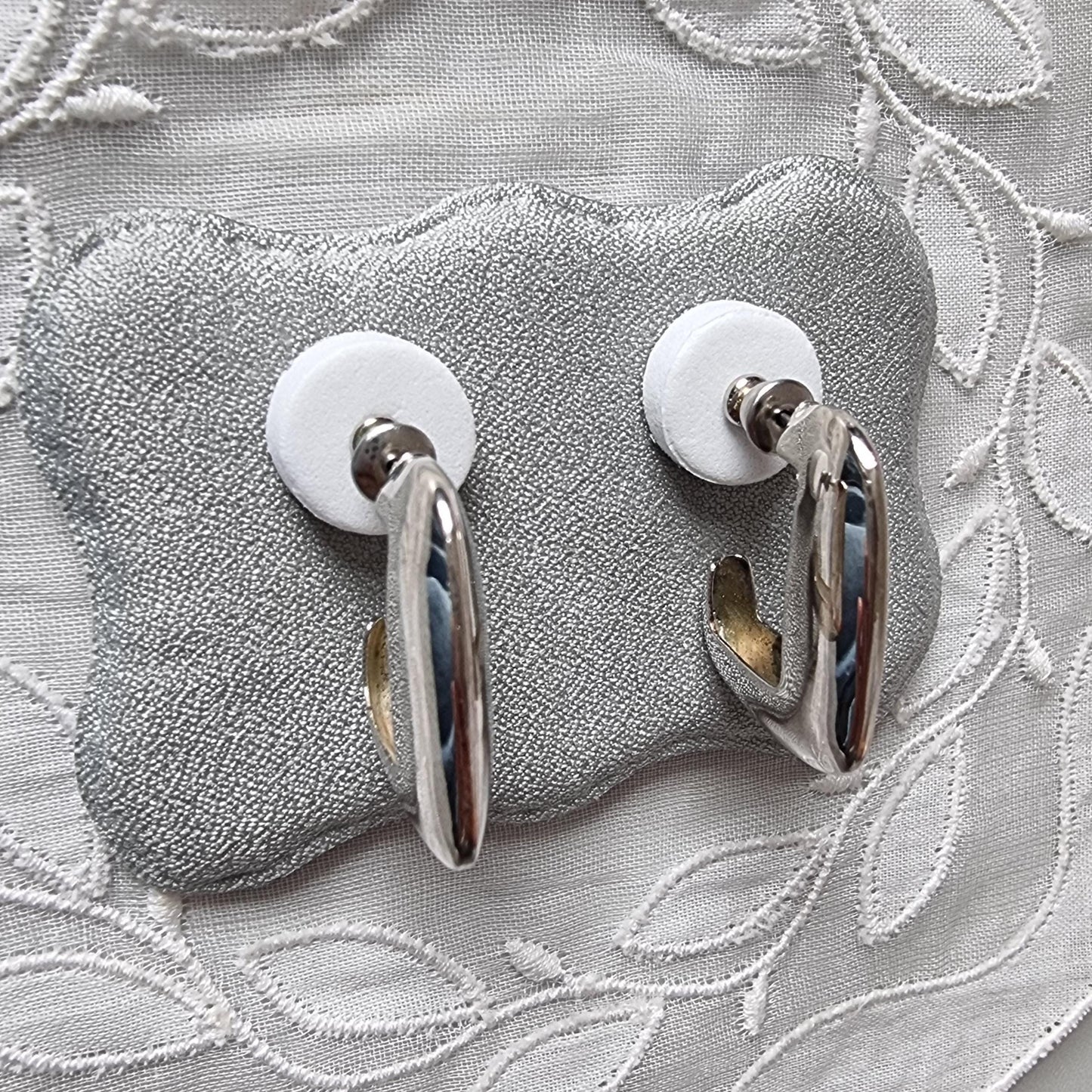 Posts - Silver Angled Hoop Earrings