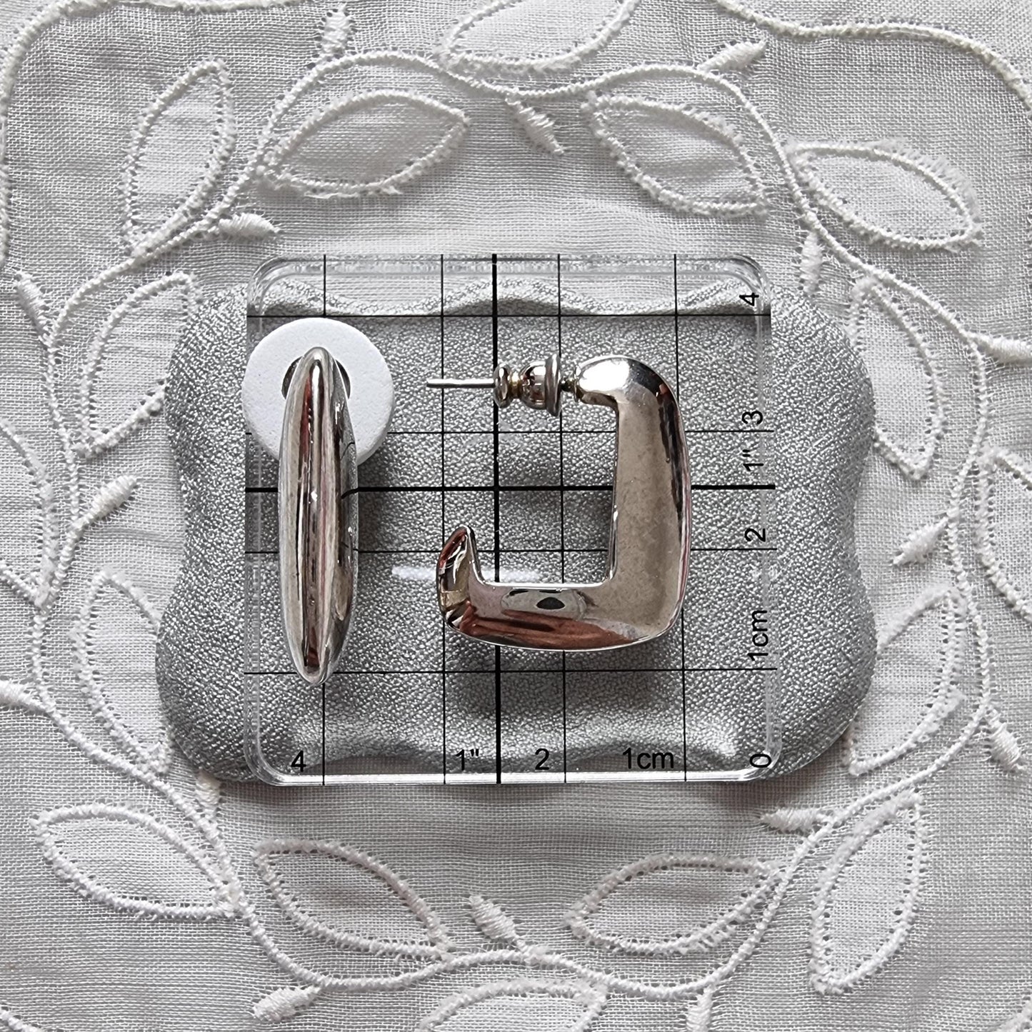 Posts - Silver Angled Hoop Earrings