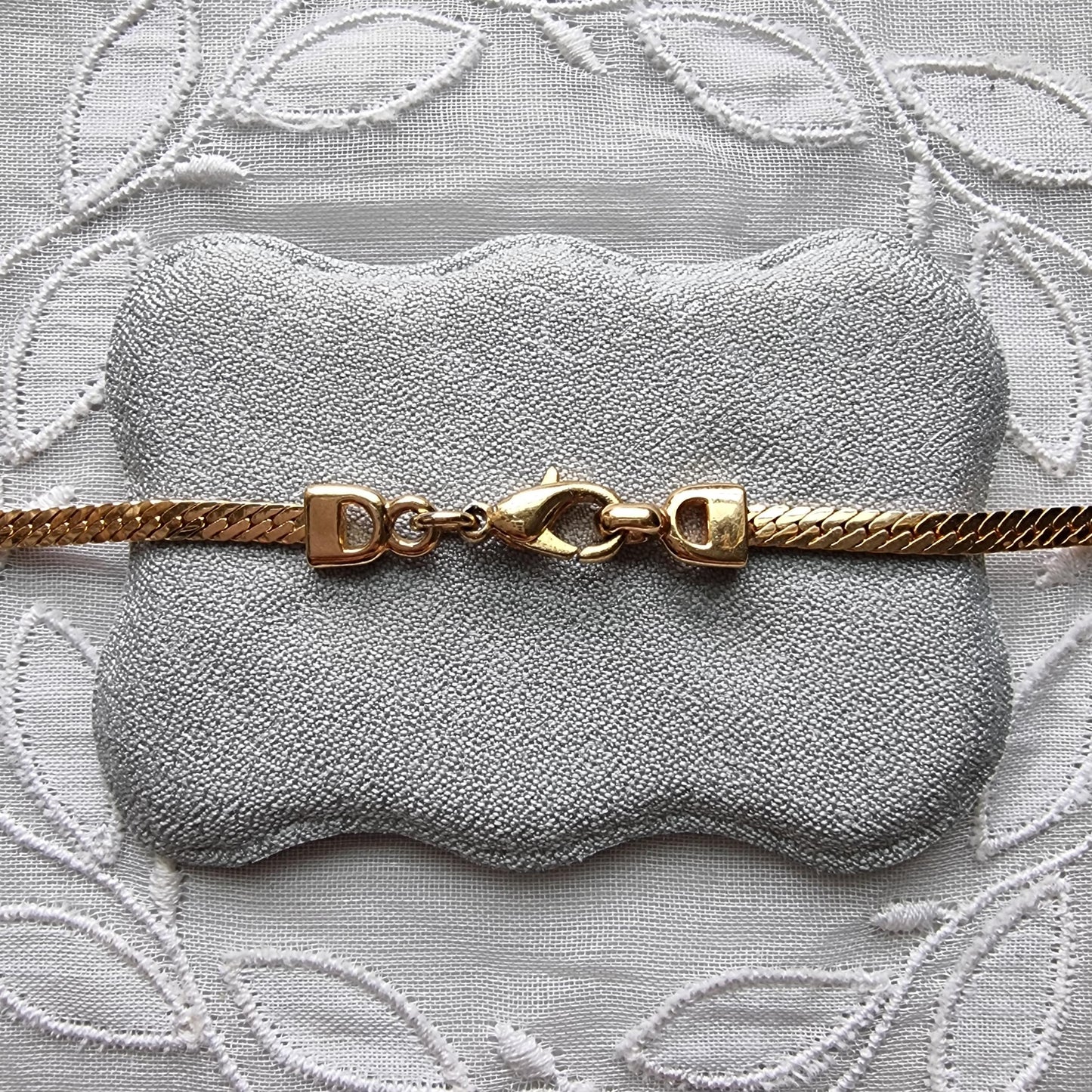 Necklace - Gold and Crystal Heart Flat Chain Necklace