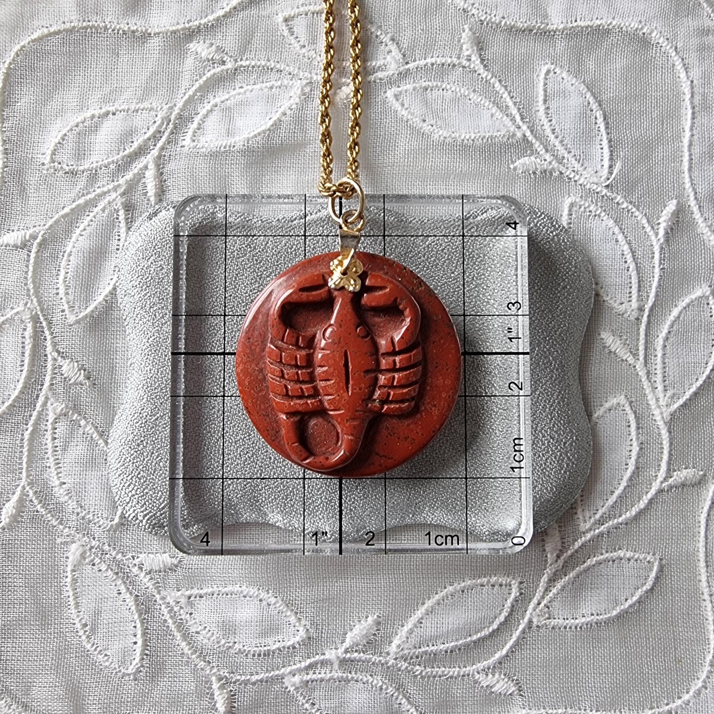 Necklace - Red Jasper Carved Scorpion Pendant Necklace