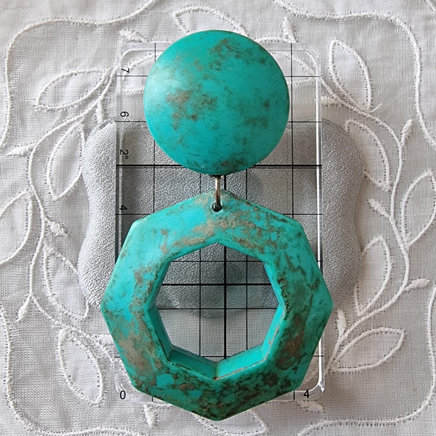 Clip on - Statement Turquoise Acrylic Drop Clip on Earrings