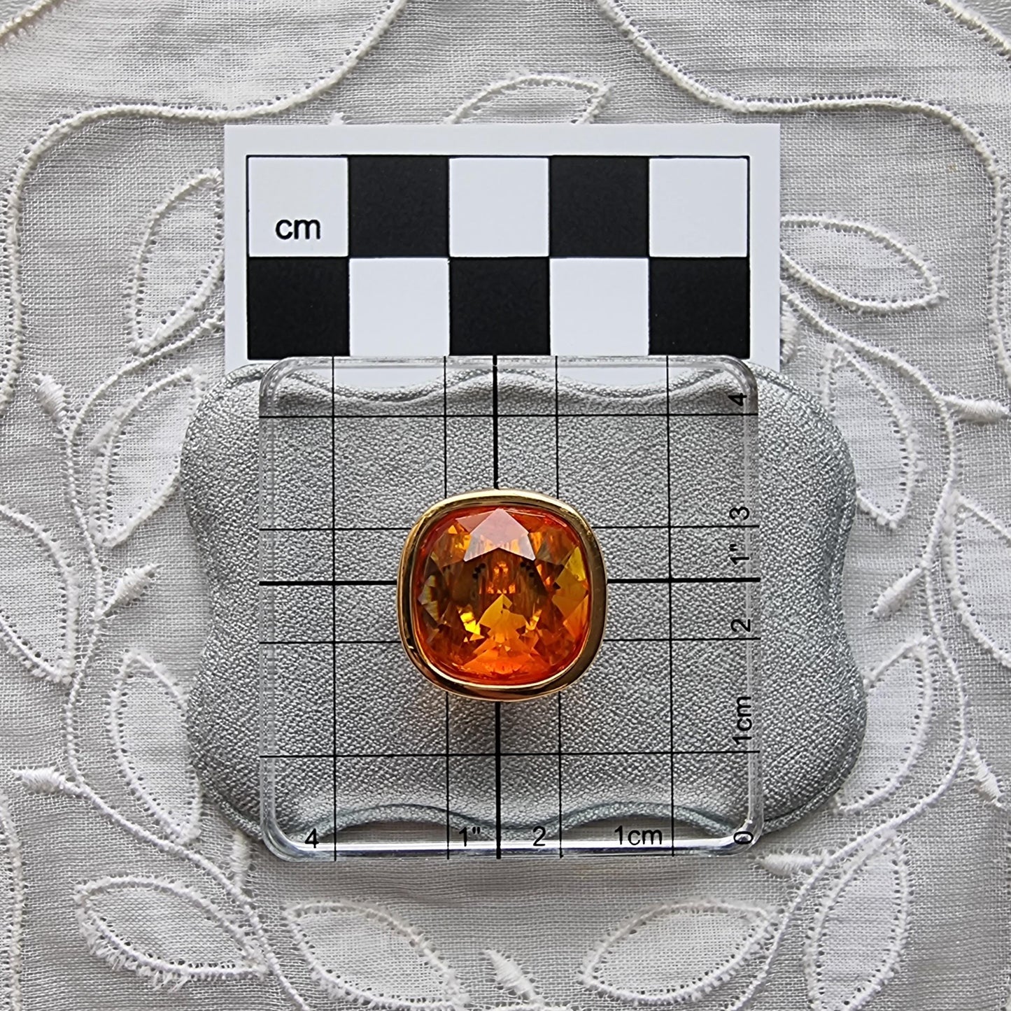 Clip on - Swarovski Cushion Cut Orange Crystal Clip On Earrings