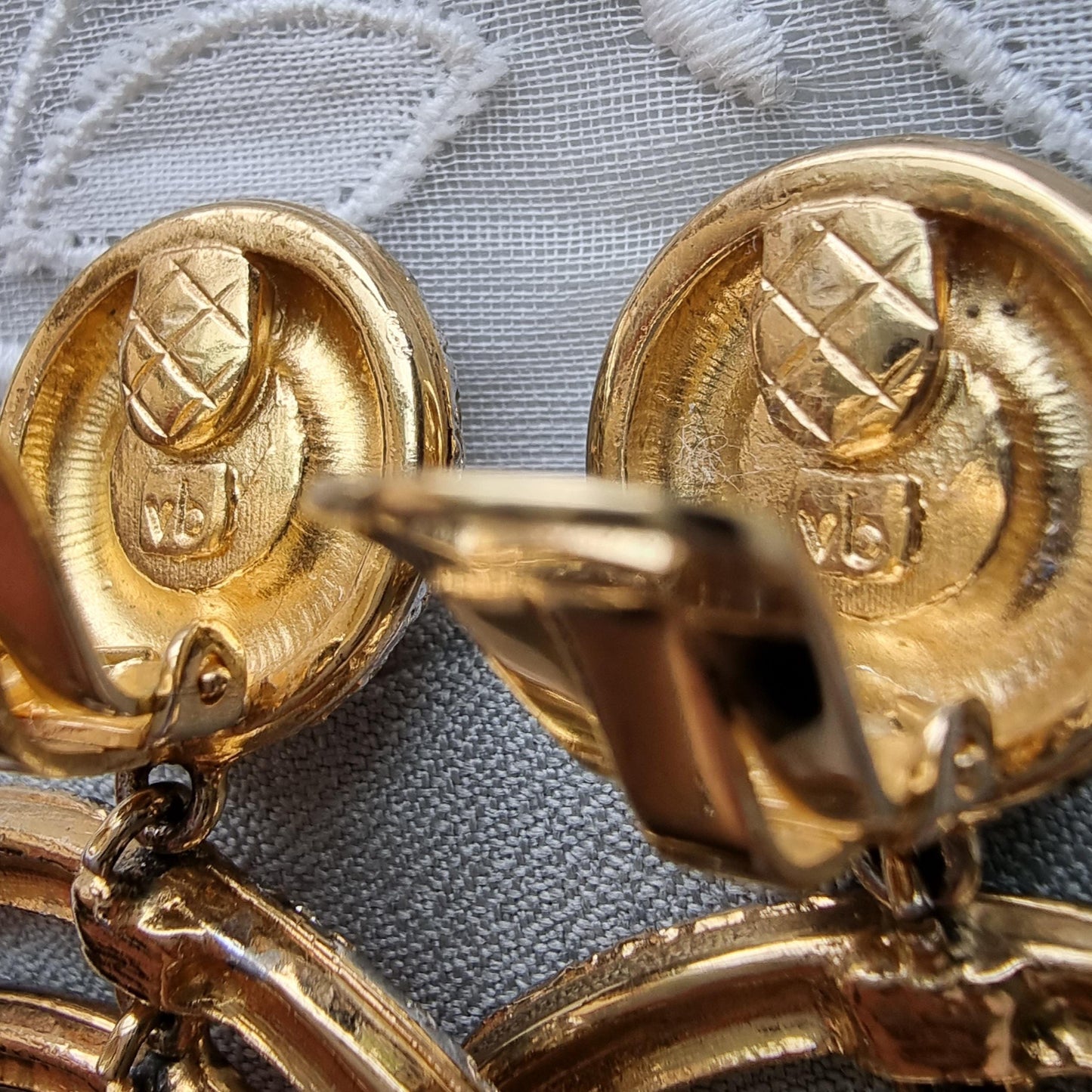 Clip on - Vogue Bijoux Faux Pearl and Clear Crystals Drop Statement Clip on Earrings