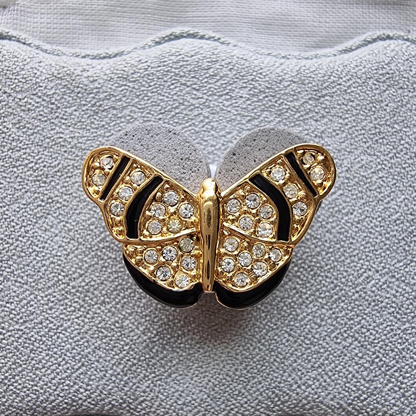 Pin - Black Enamel Crystal Butterfly Pin Brooch