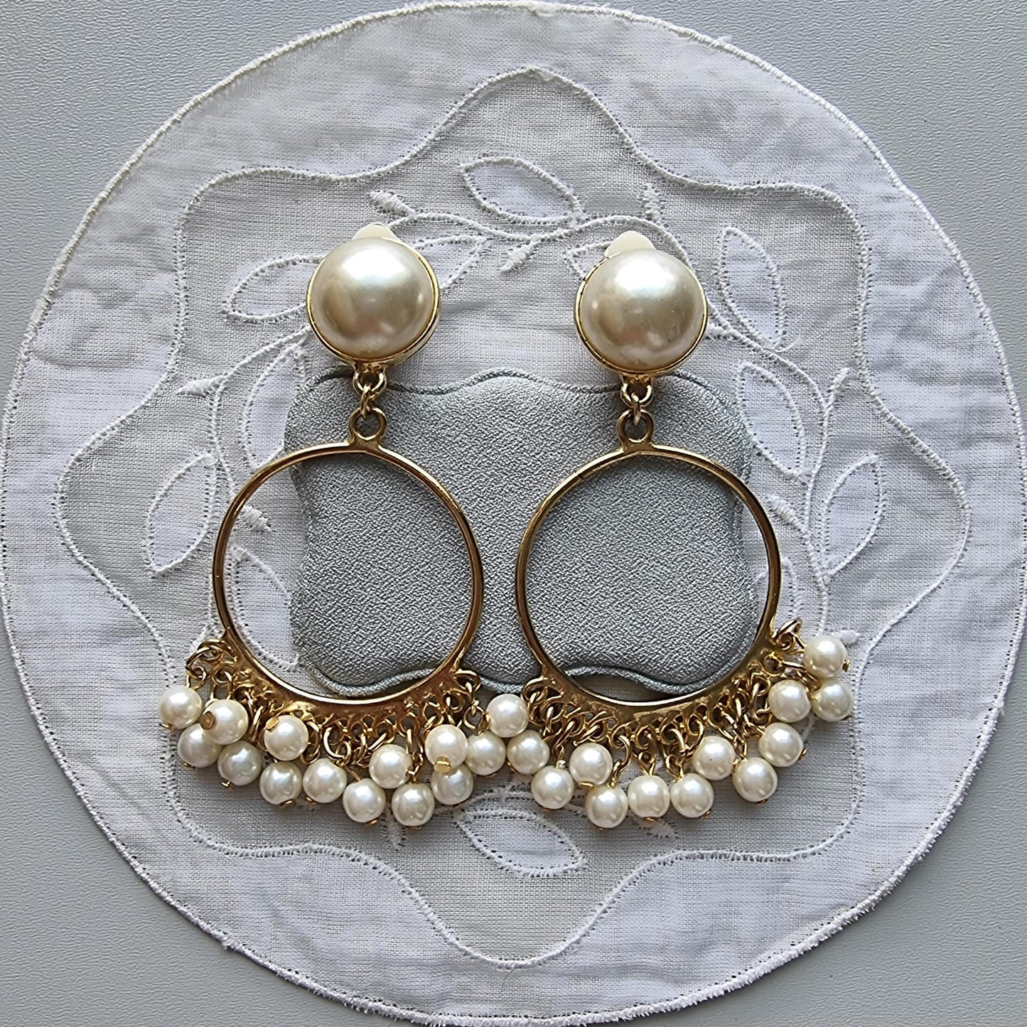 Clip on - Faux Pearl Chandelier Clip on Earrings