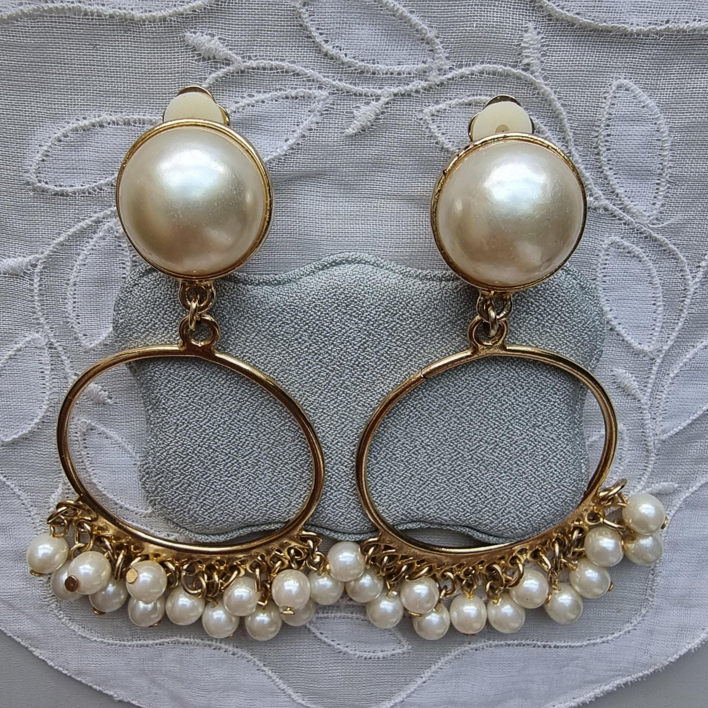 Clip on - Faux Pearl Chandelier Clip on Earrings