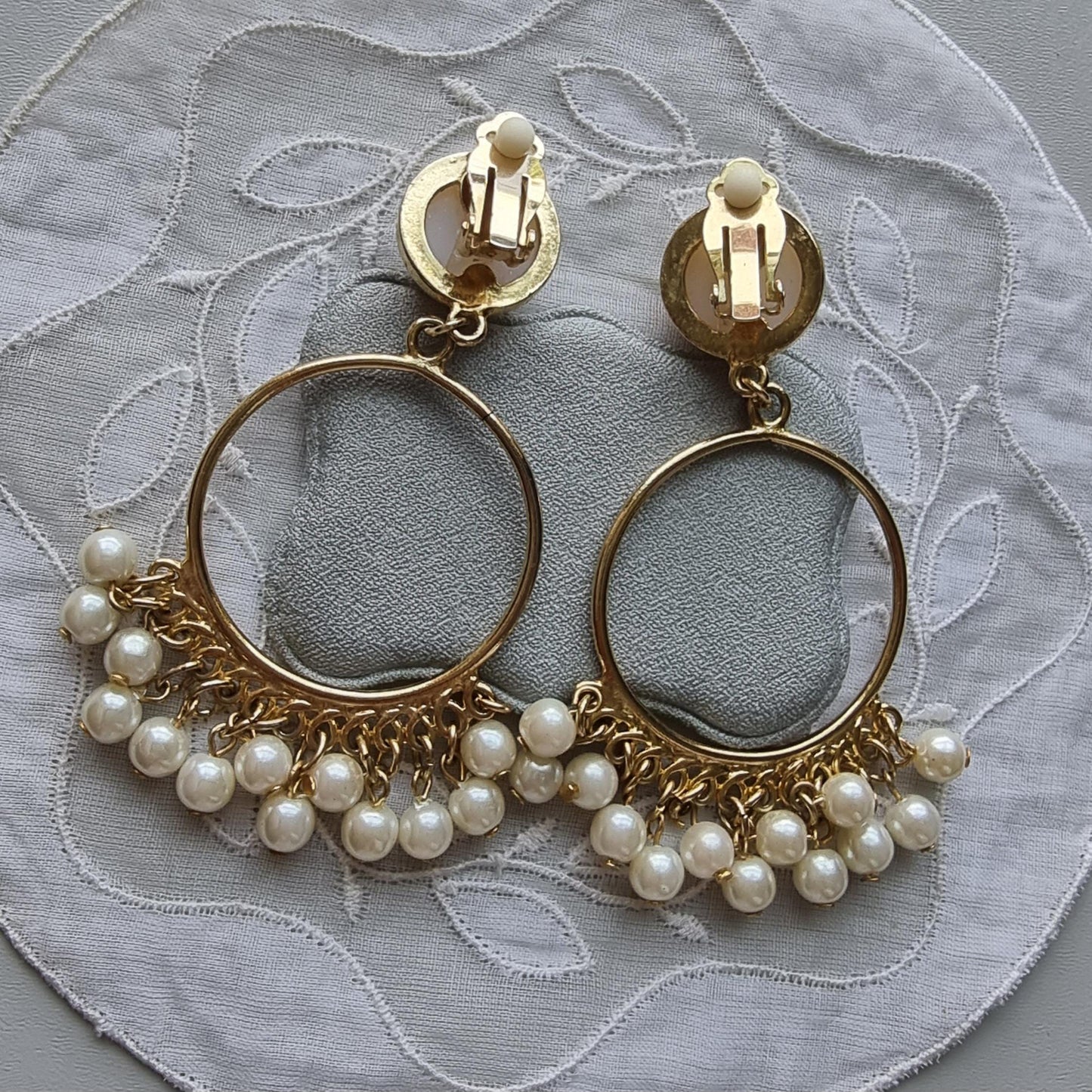 Clip on - Faux Pearl Chandelier Clip on Earrings