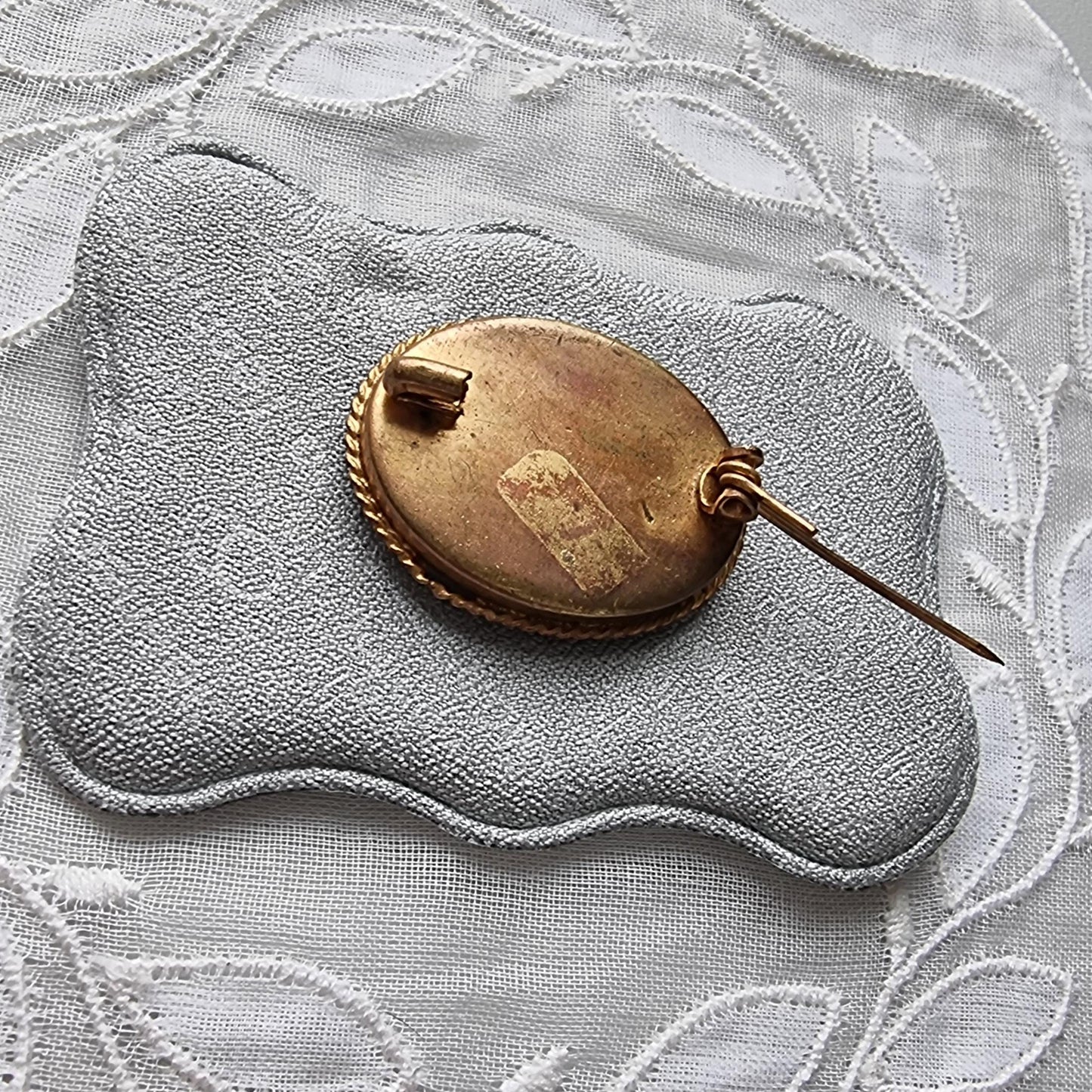 Brooch - Turquoise Glass Micromosaic Flower Brooch