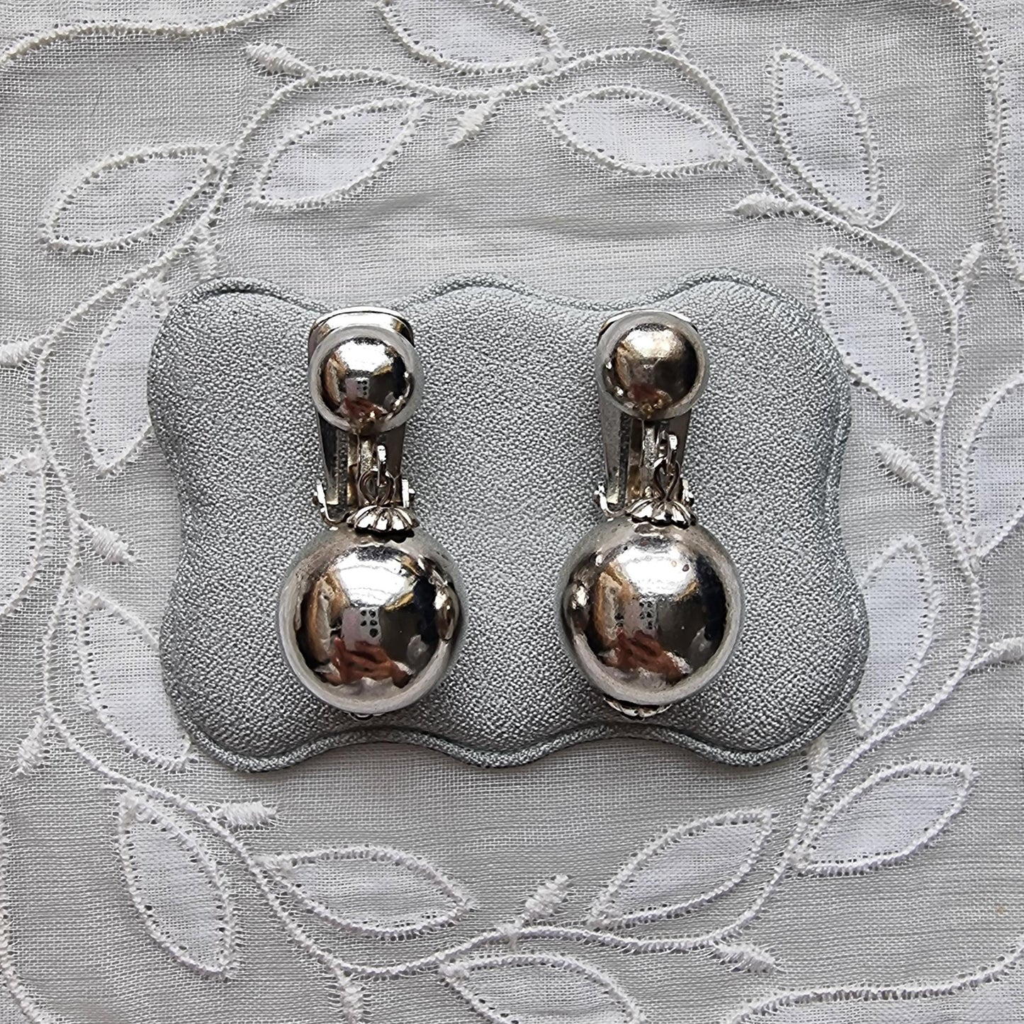 Clip on - Silver Tone Ball Drop Clip On Earrings