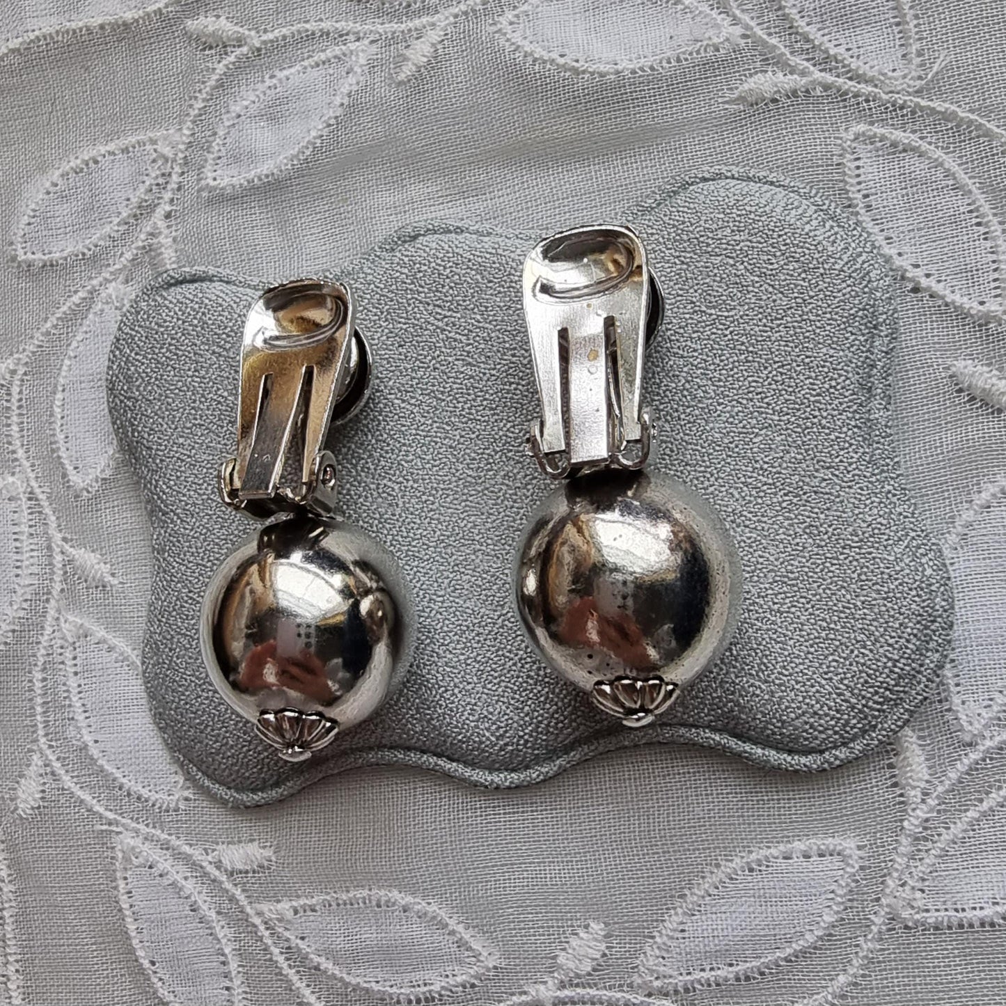 Clip on - Silver Tone Ball Drop Clip On Earrings