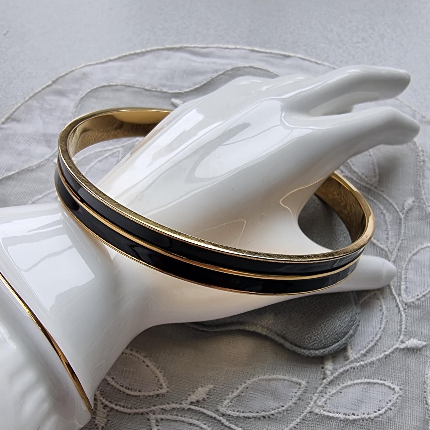 Bracelet - Monet Black Enamel Bangle Bracelet