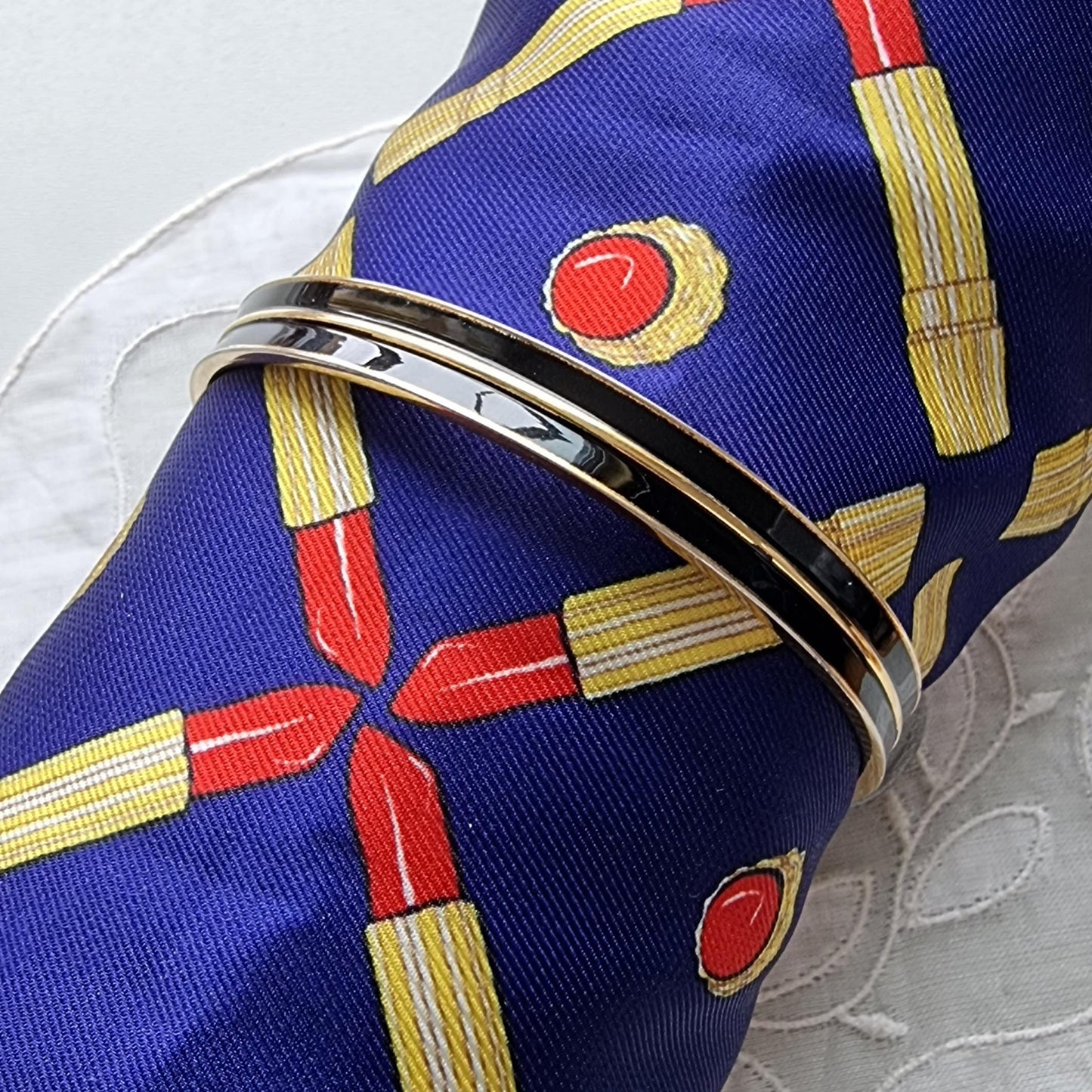 Bracelet - Monet Black Enamel Bangle Bracelet