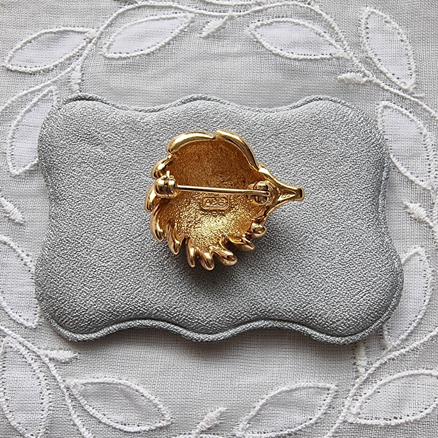 Brooch - Attwood and Sawyer Green and Blue Enamel Hedgehog Brooch