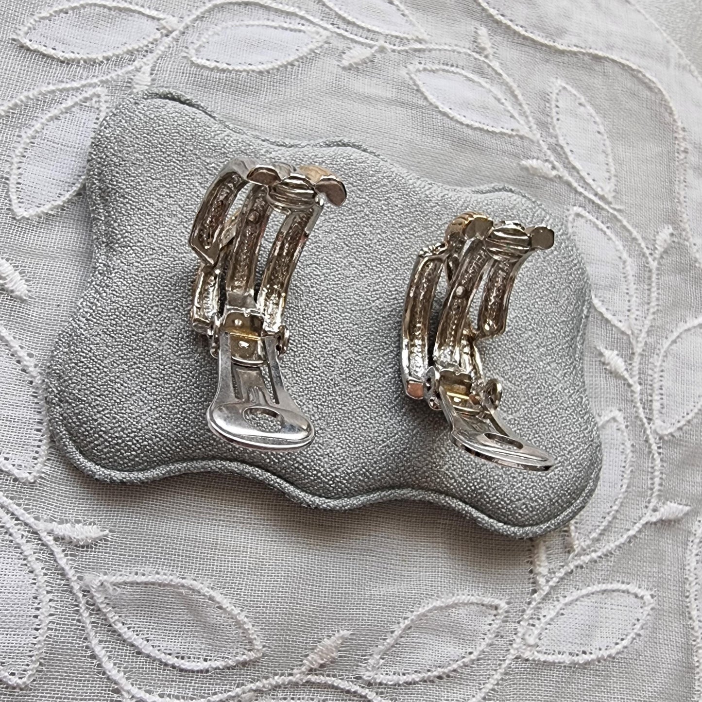 Clip on - Gold and Silver Branch Half Hoop Clip On Earrings