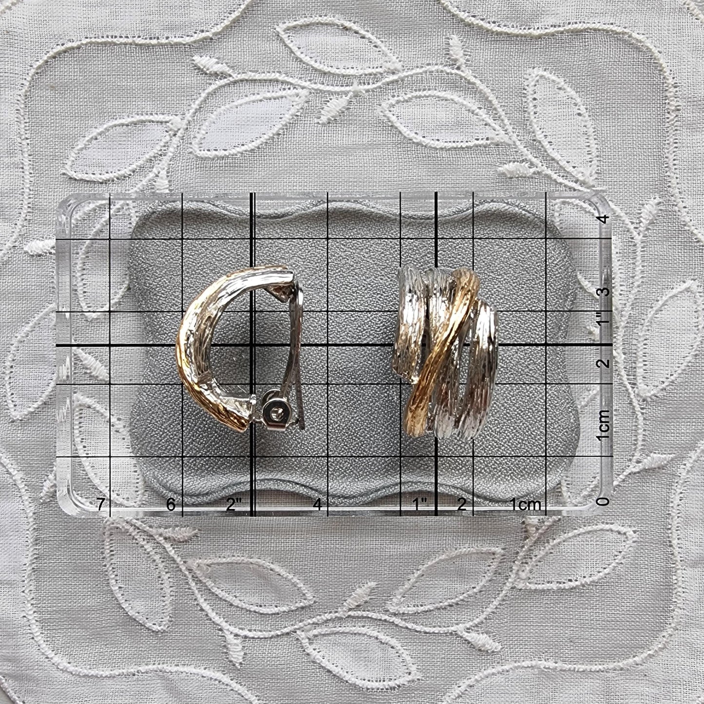Clip on - Gold and Silver Branch Half Hoop Clip On Earrings
