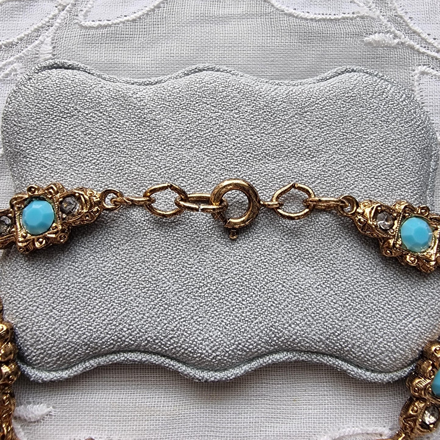Bracelet - Gold Turquoise Crystal Link Bracelet