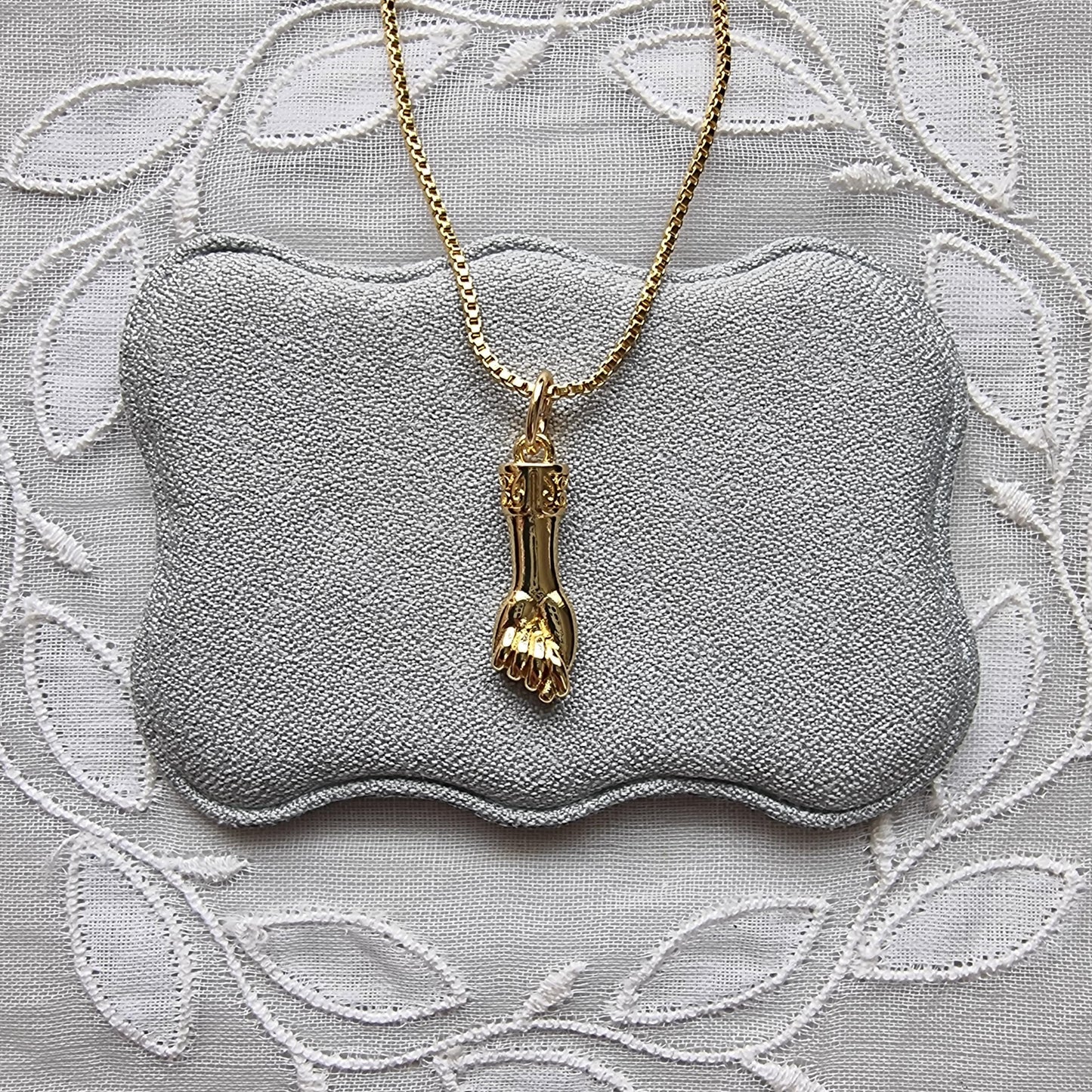 Necklace - Gold Fist Figa Pendant Necklace