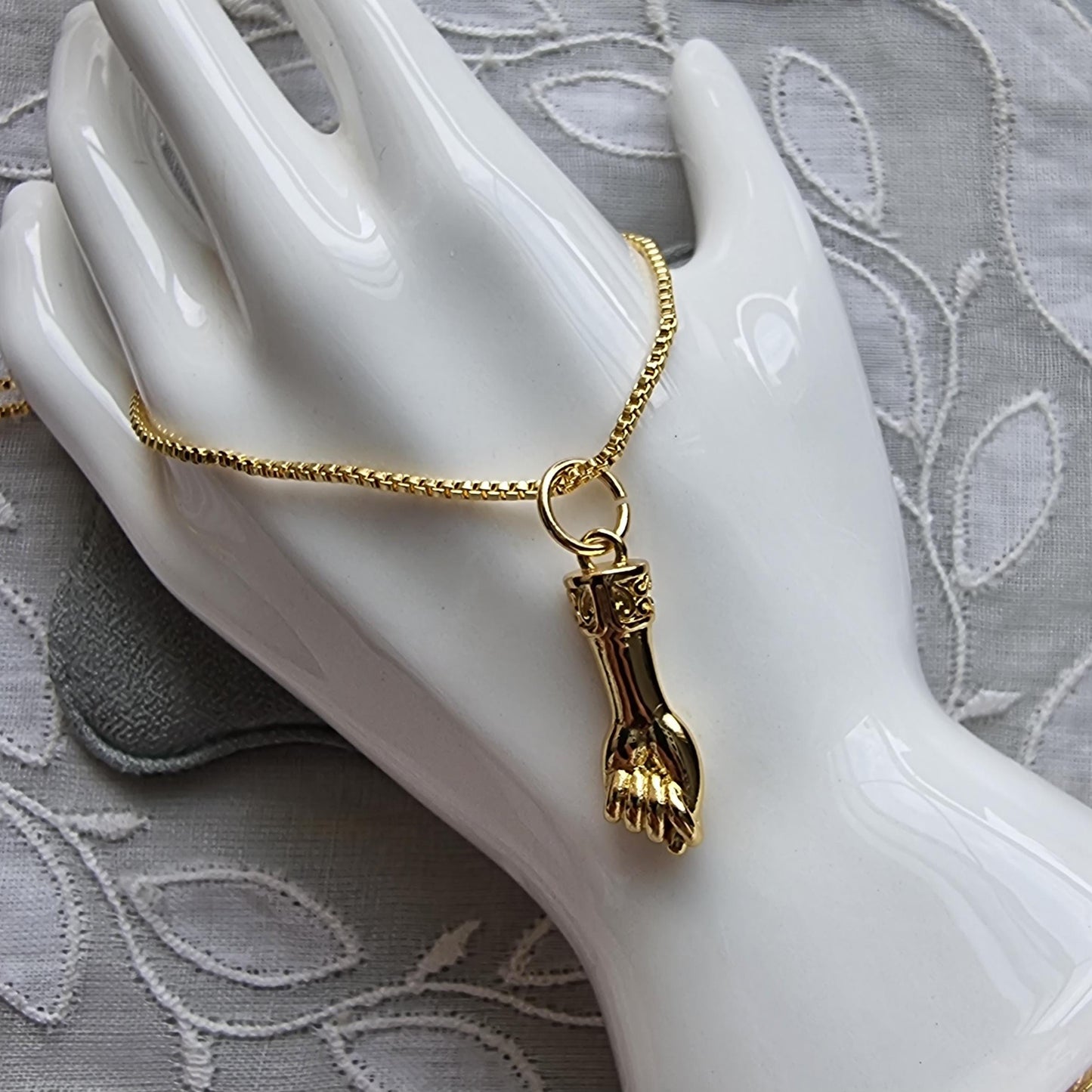 Necklace - Gold Fist Figa Pendant Necklace