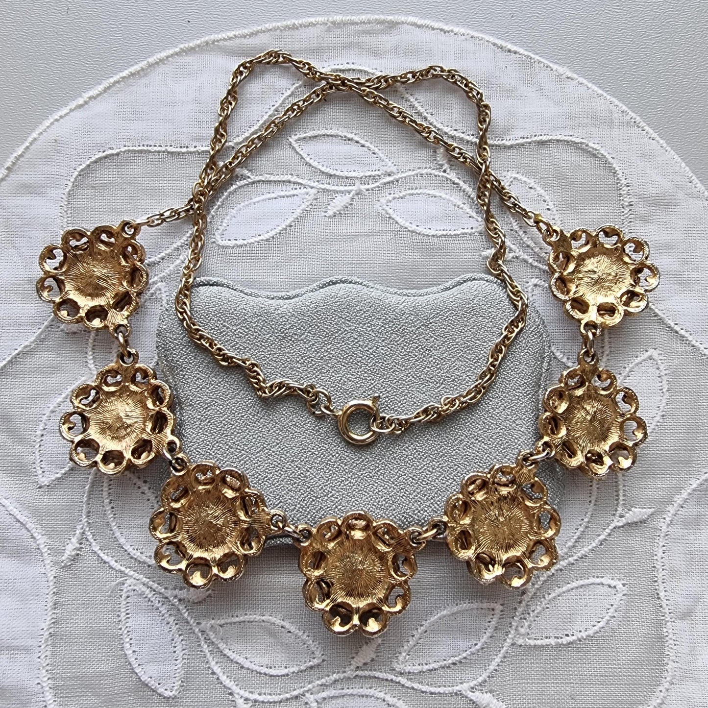 Necklace - Victorian Style Black Mourning Pendant Link Necklace