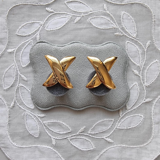 Posts - Gold Stylised Cross Stud Earrings
