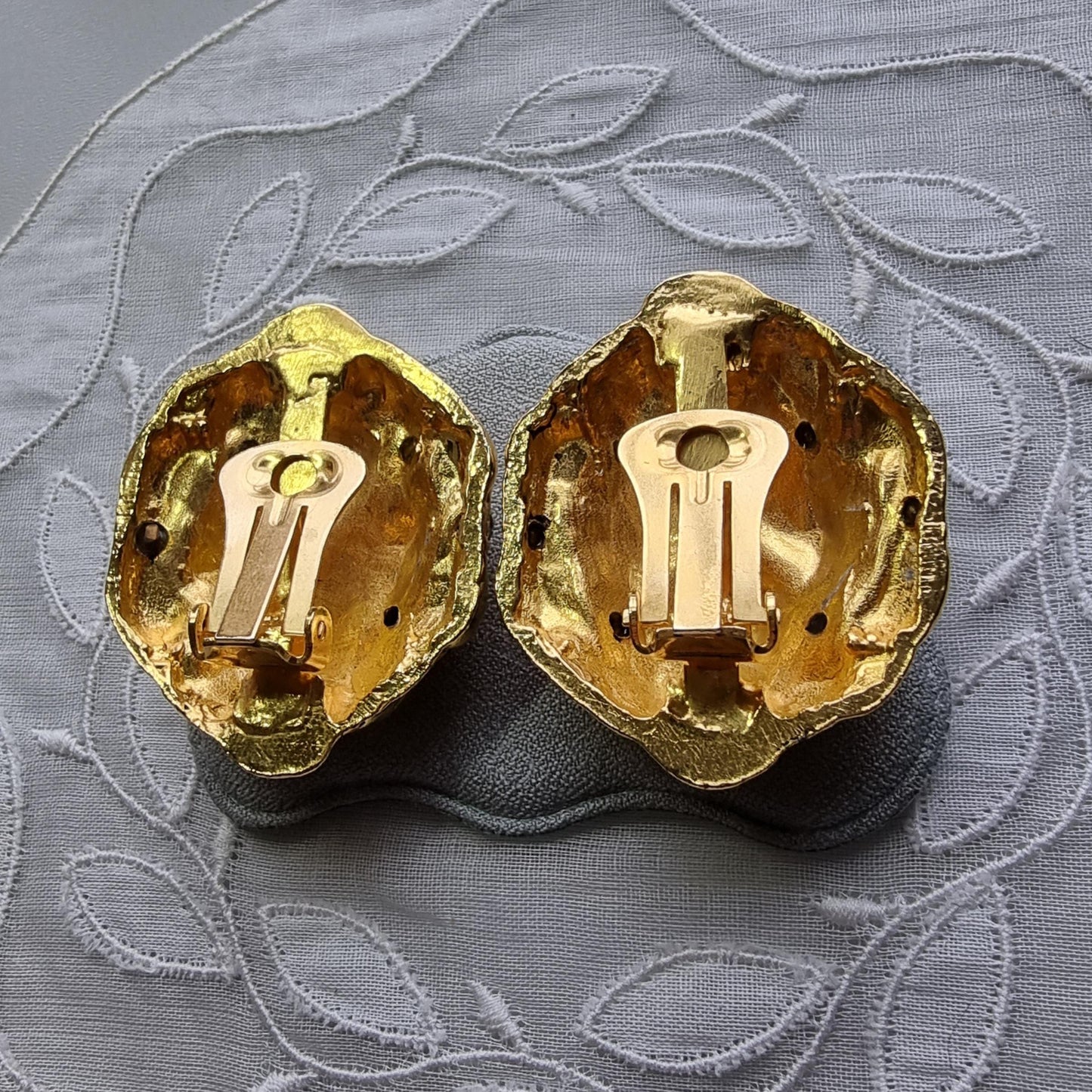 Clip on - Purple Crystals Cushion Dome Clip On Earrings