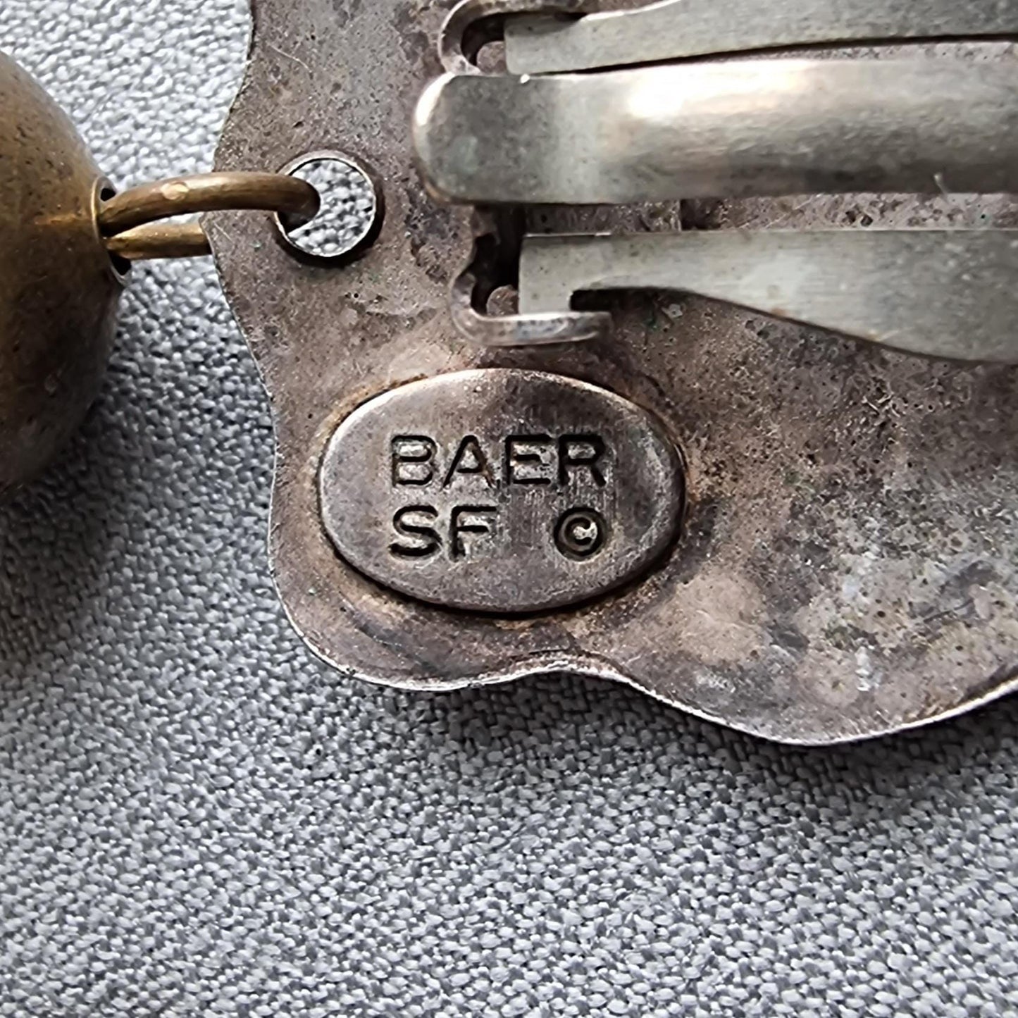 Clip on - Baer Chinese Character Two Tone Bead Drop Clip On Earrings