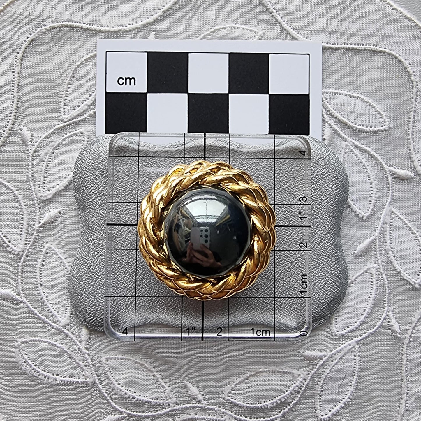 Clip on - DMJ Gold Round Silver Grey Cabochon Crystal Clip on Earrings