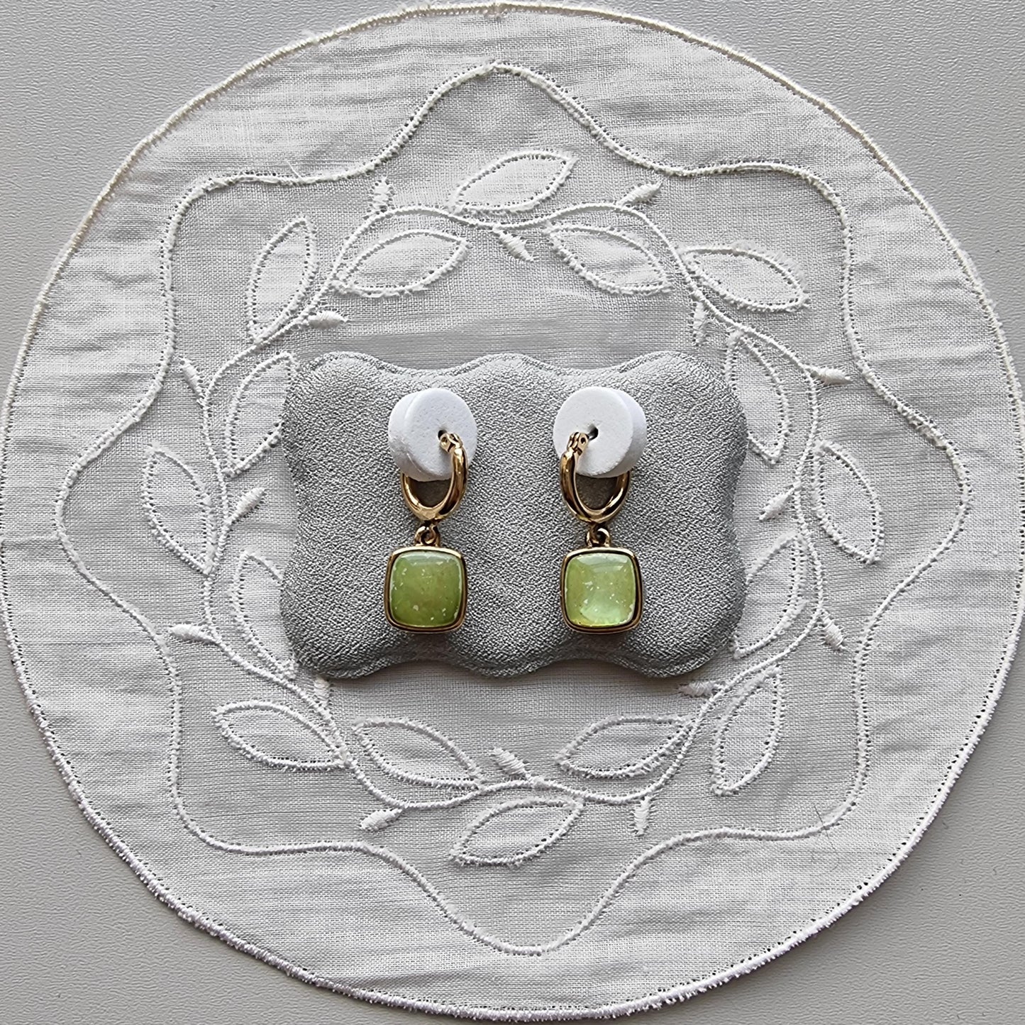 Posts - Monet Pearlescent Green Square Drop Earrings
