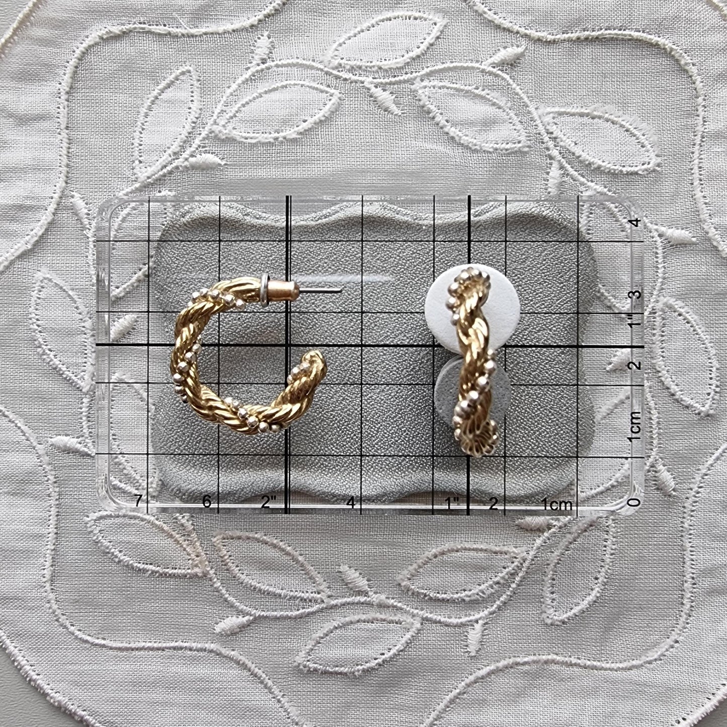 Posts - Small Gold Beaded Twist Hoop Earrings