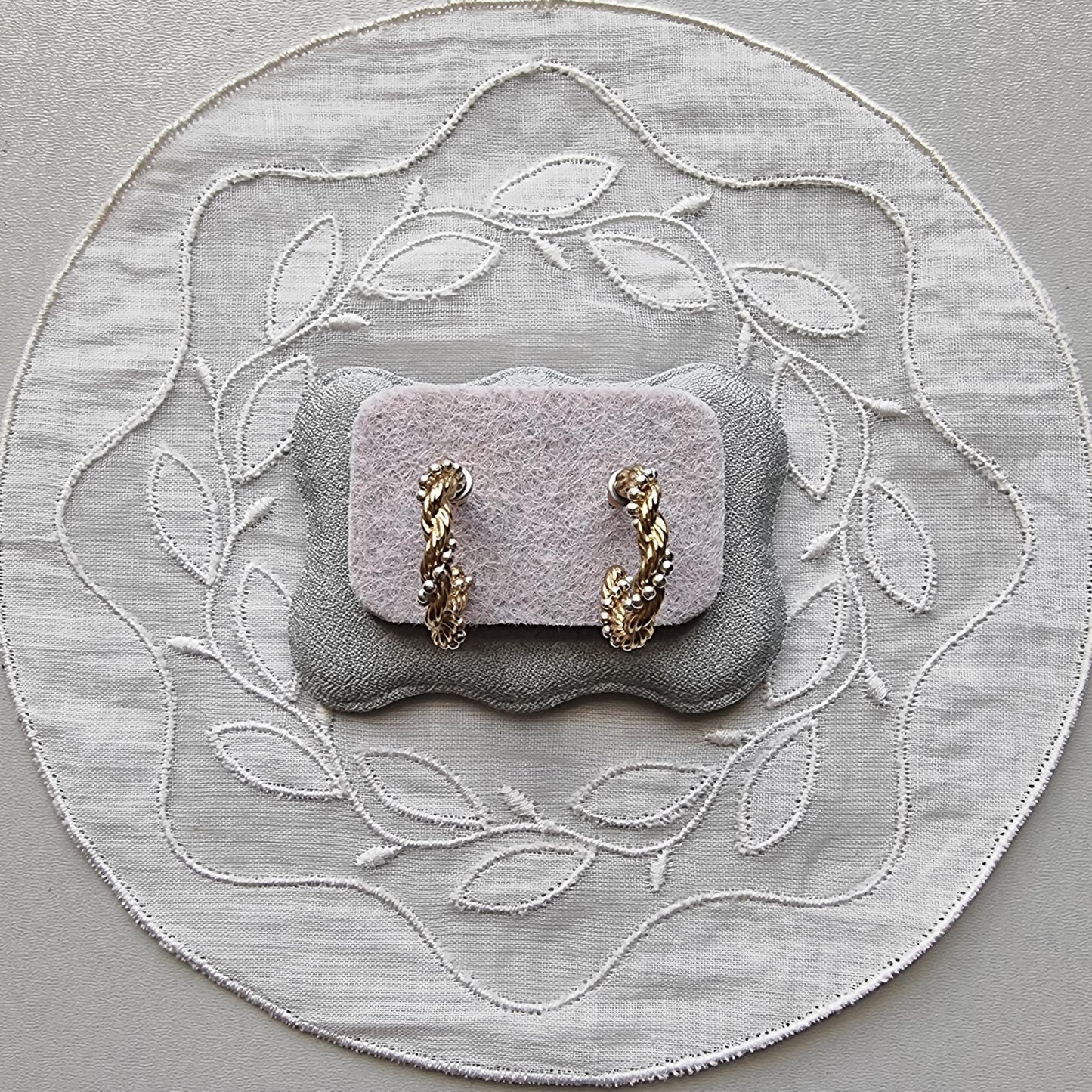 Posts - Small Gold Beaded Twist Hoop Earrings