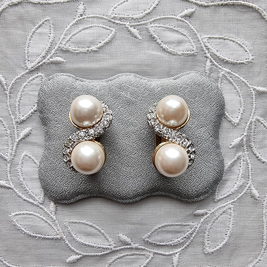 Clip on - Cascio Pearls and Crystals Swirl Clip on Earrings