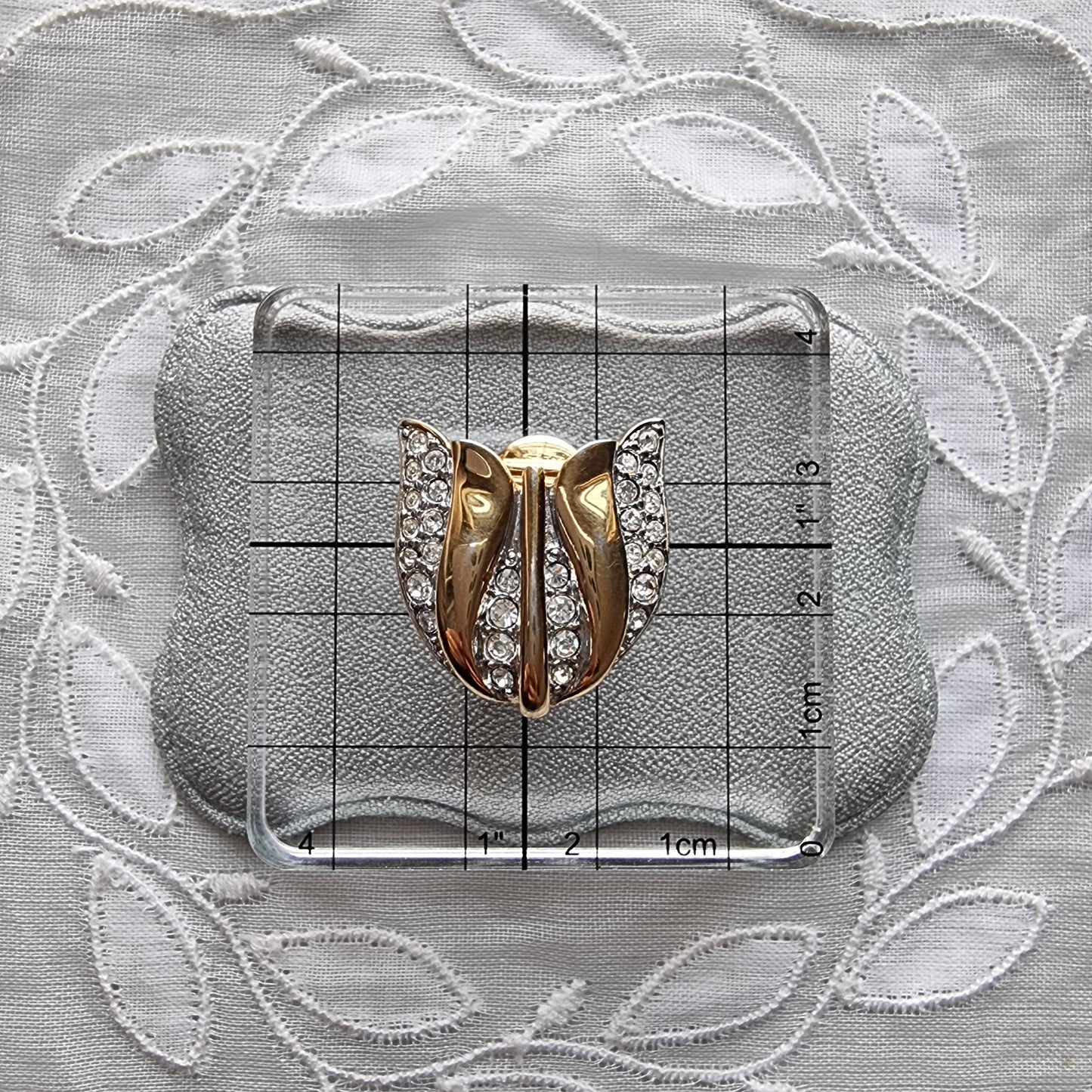 Clip on - Monet Gold and Crystals Flower Clip on Earrings