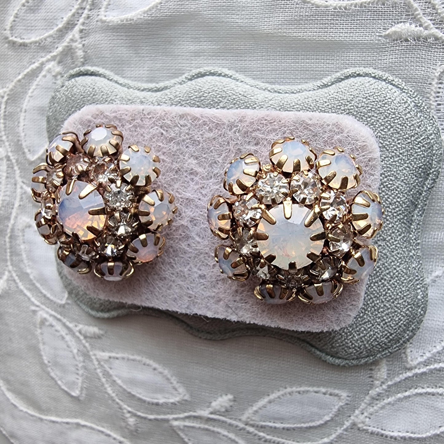 Posts - Milky White Crystals Round Stud Earrings