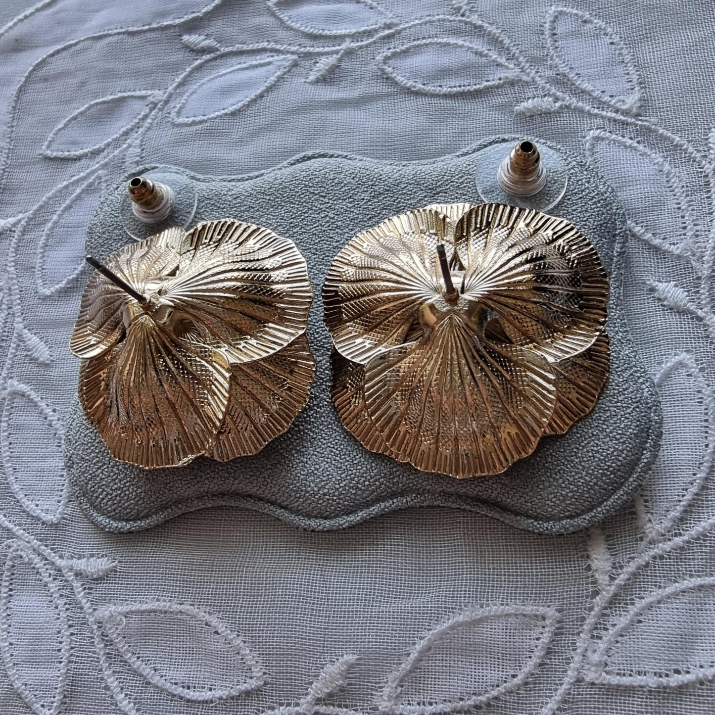 Posts - Big Gold Pearl Flower Stud Earrings