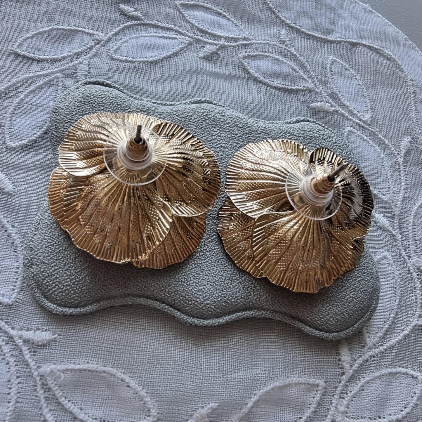 Posts - Big Gold Pearl Flower Stud Earrings