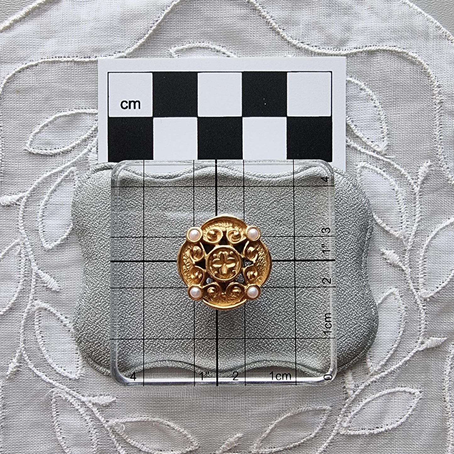 Clip on - Small Etruscan Style Pearl Clip On Earrings