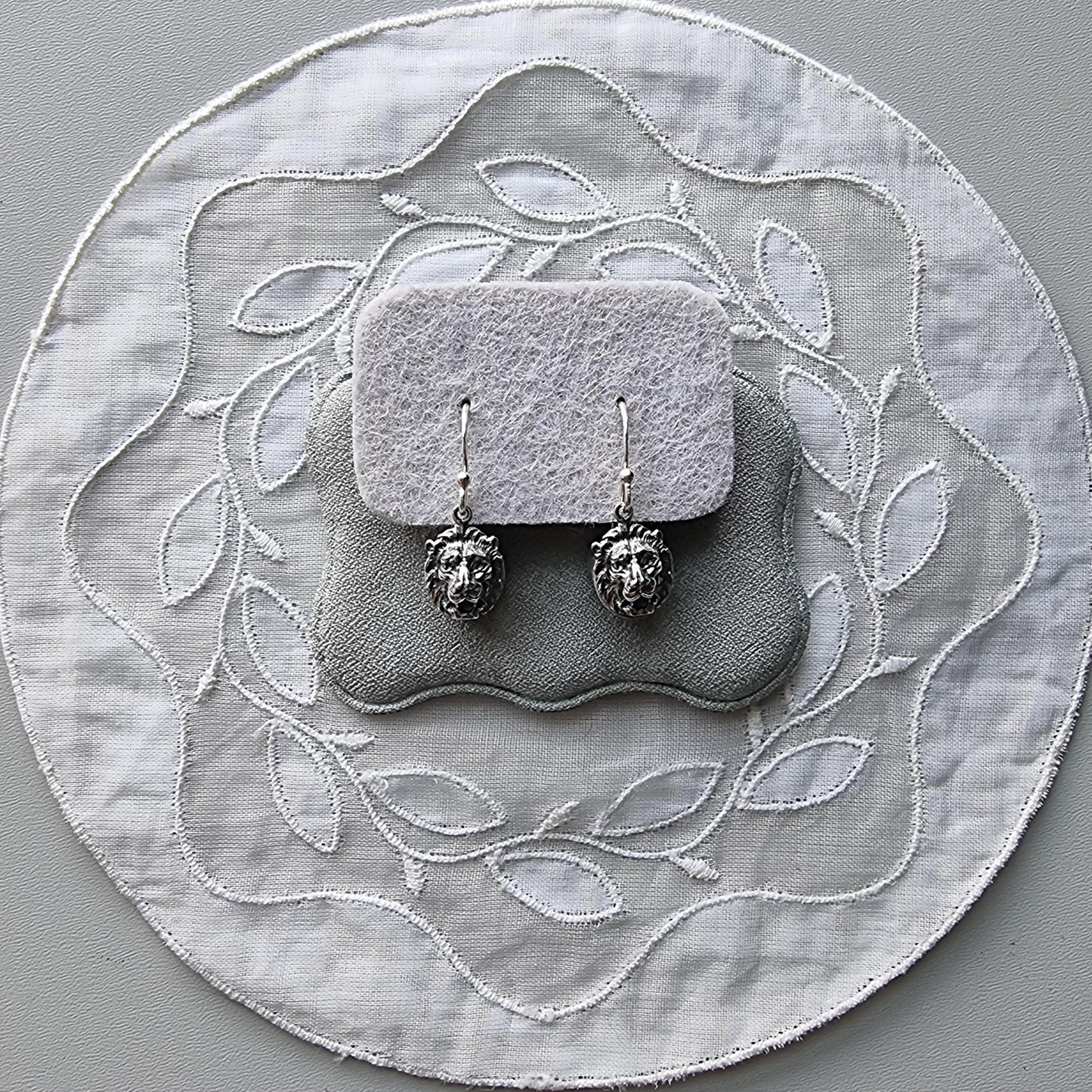 Hooks - Sterling Silver Lion Head Drops Hook Earrings