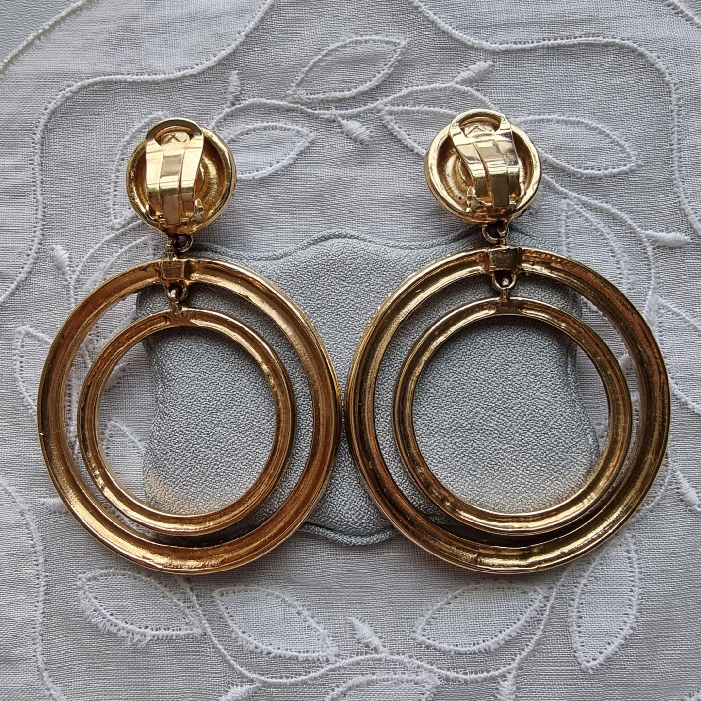 Clip on - Vogue Bijoux Faux Pearl and Clear Crystals Drop Statement Clip on Earrings