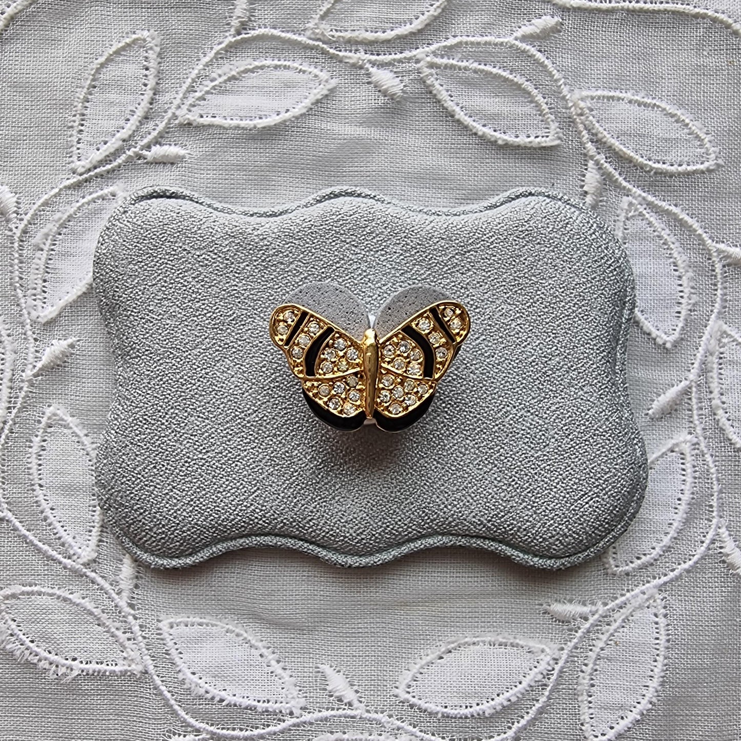 Pin - Black Enamel Crystal Butterfly Pin Brooch