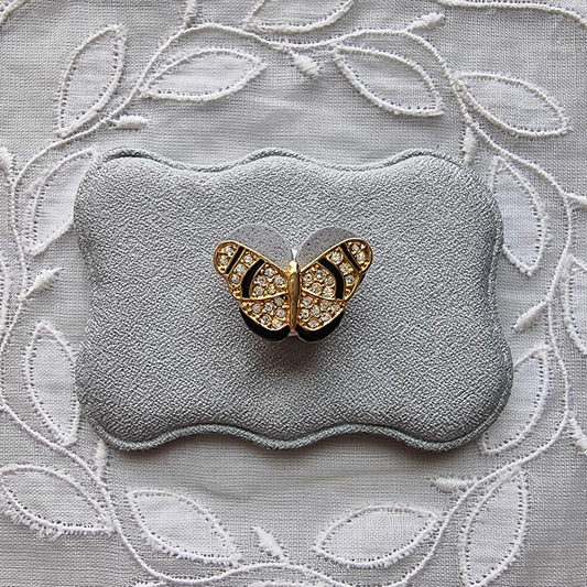 Pin - Black Enamel Crystal Butterfly Pin Brooch